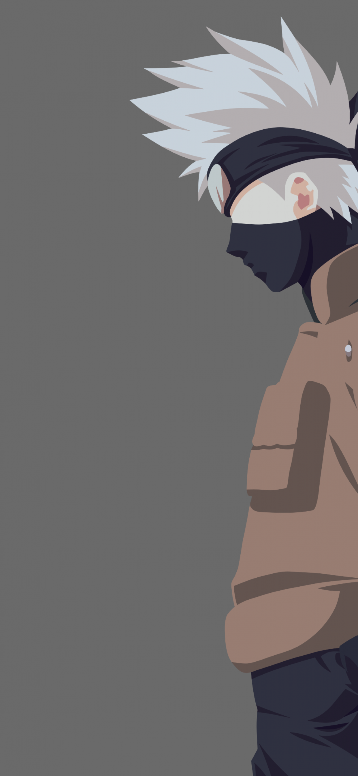 Kakashi Hatake Wallpaper 4K, Minimalist, Grey, Naruto