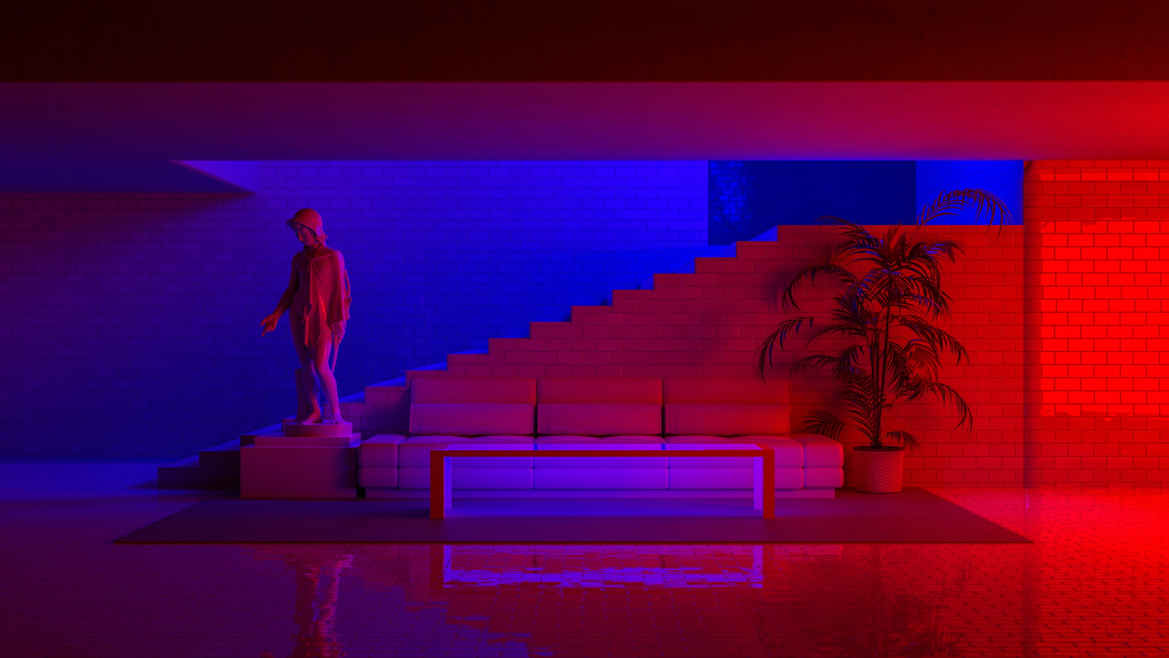 Aesthetic red and blue photo 3840x2160