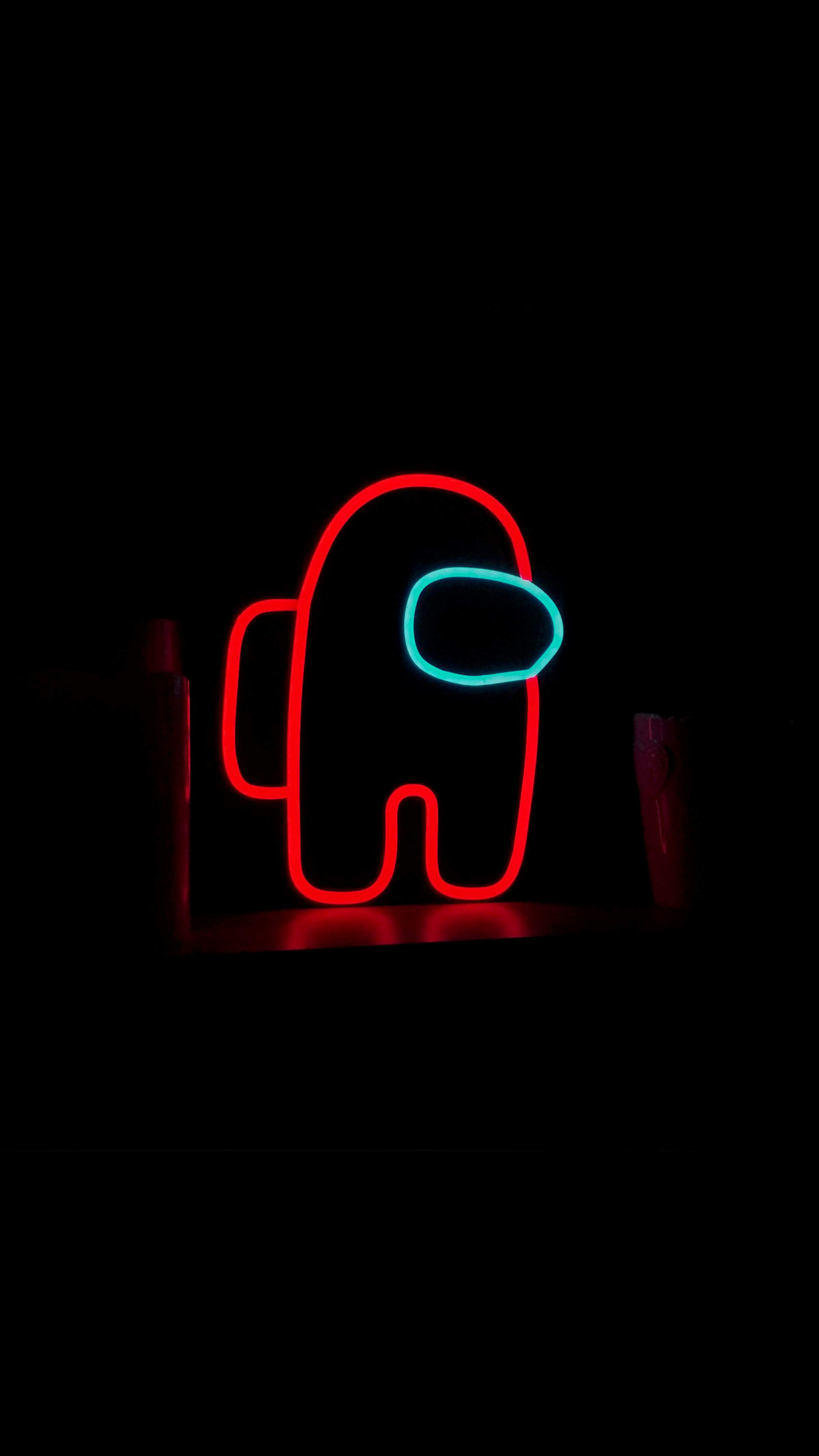 Among Us Game Neon Lights Dark Background 4K Ultra HD Mobile Wallpaper for iPhone & Android