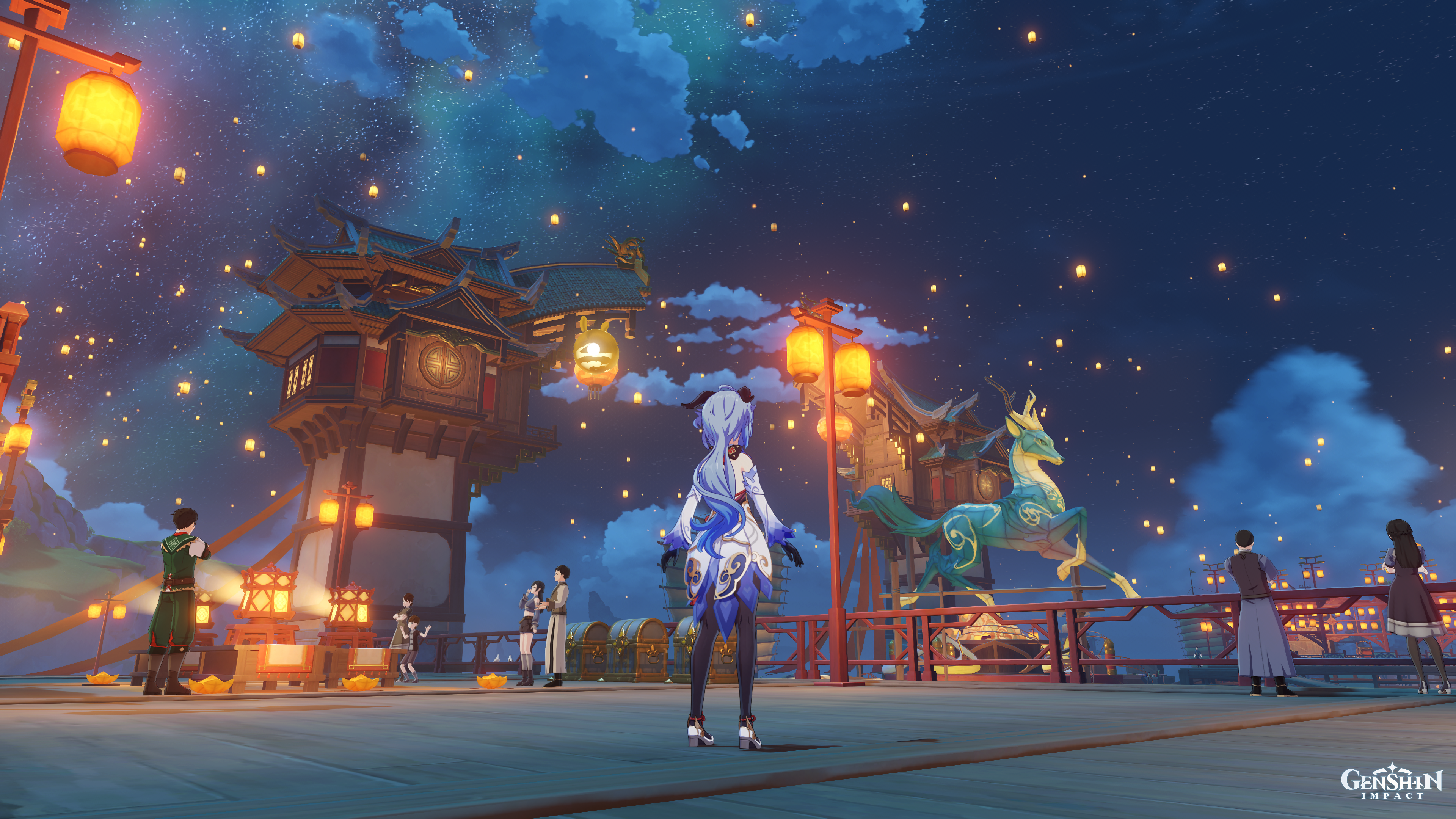 Ganyu Looking Over Lantern Rite! I Screenshot This And It Looks Great As A 4K Desktop Wallpaper!, R Genshin_Impact