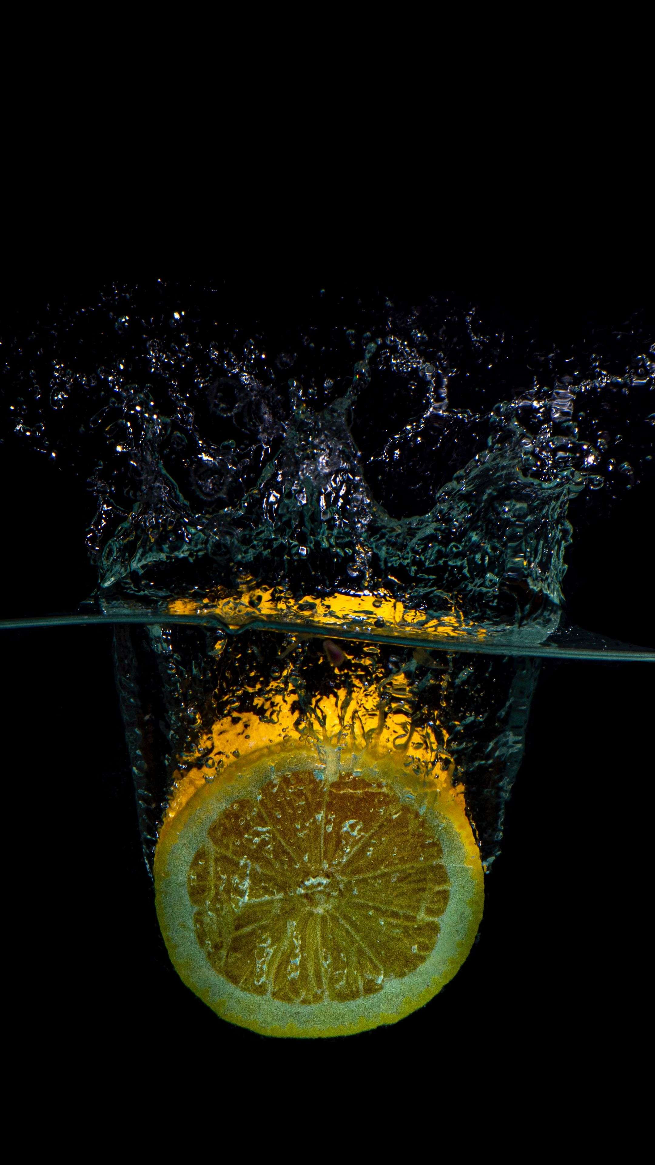 Lemon Spray Black 4K Phone Wallpaper
