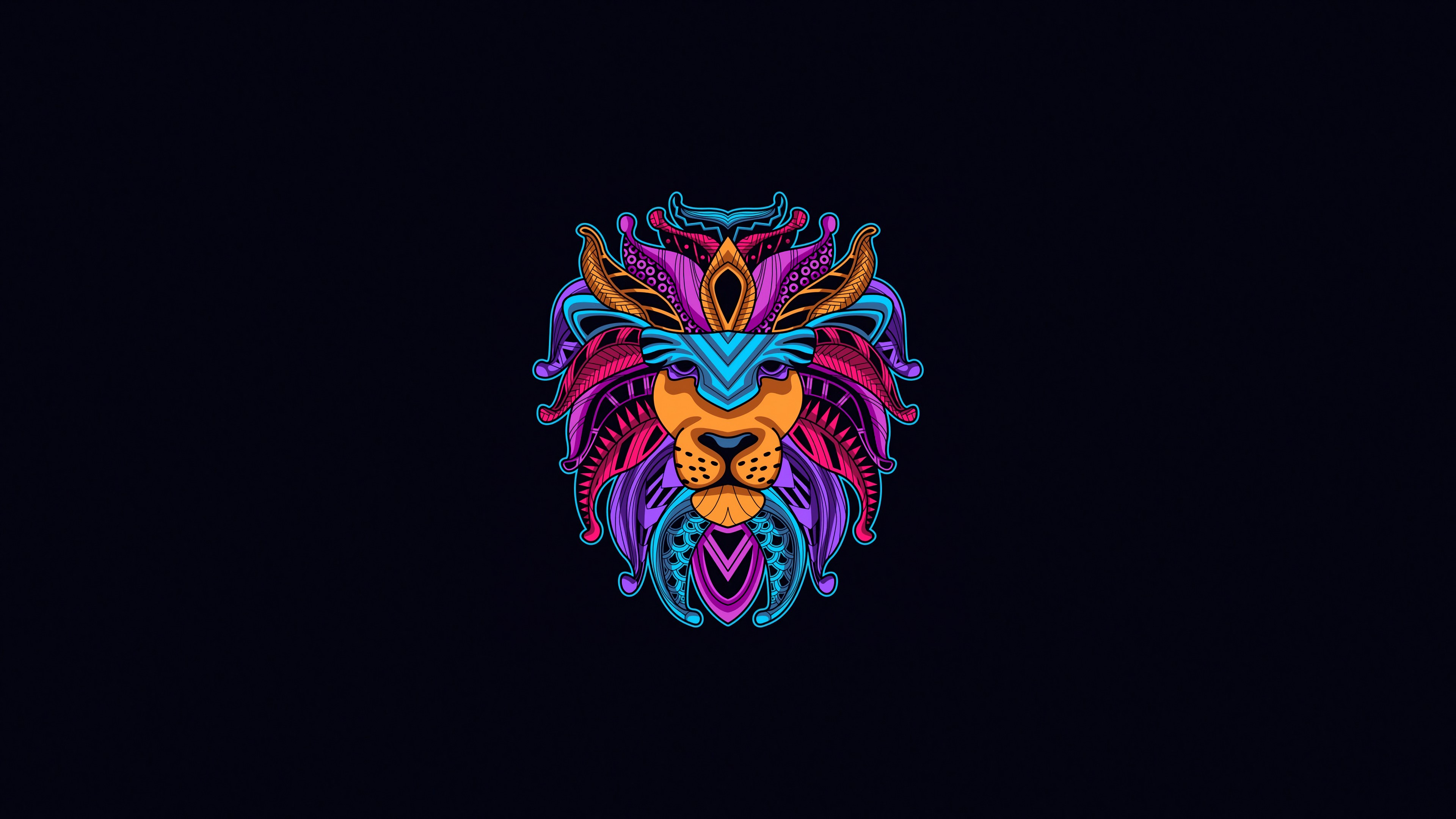 Wallpaper / lion, minimalism, minimalist, dark, oled, hd, 4k free download