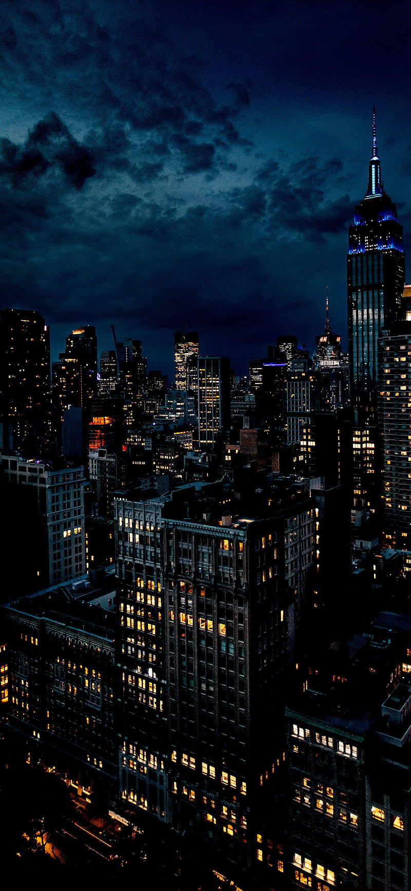 Download Dark Night City Skyscrapers Wallpaper