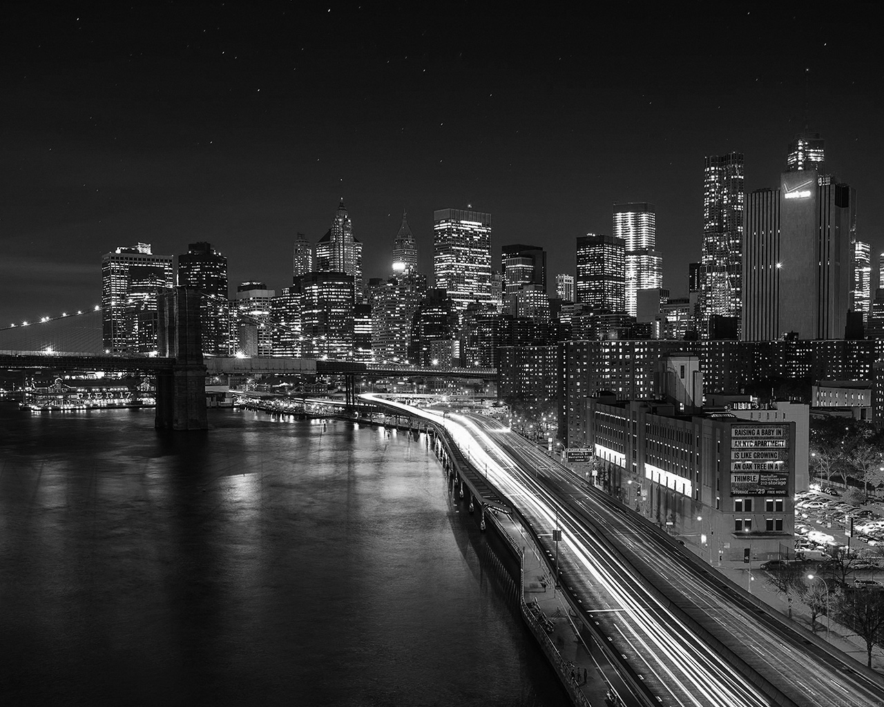 wallpaper for desktop, laptop. night city view lights dark bridge nature