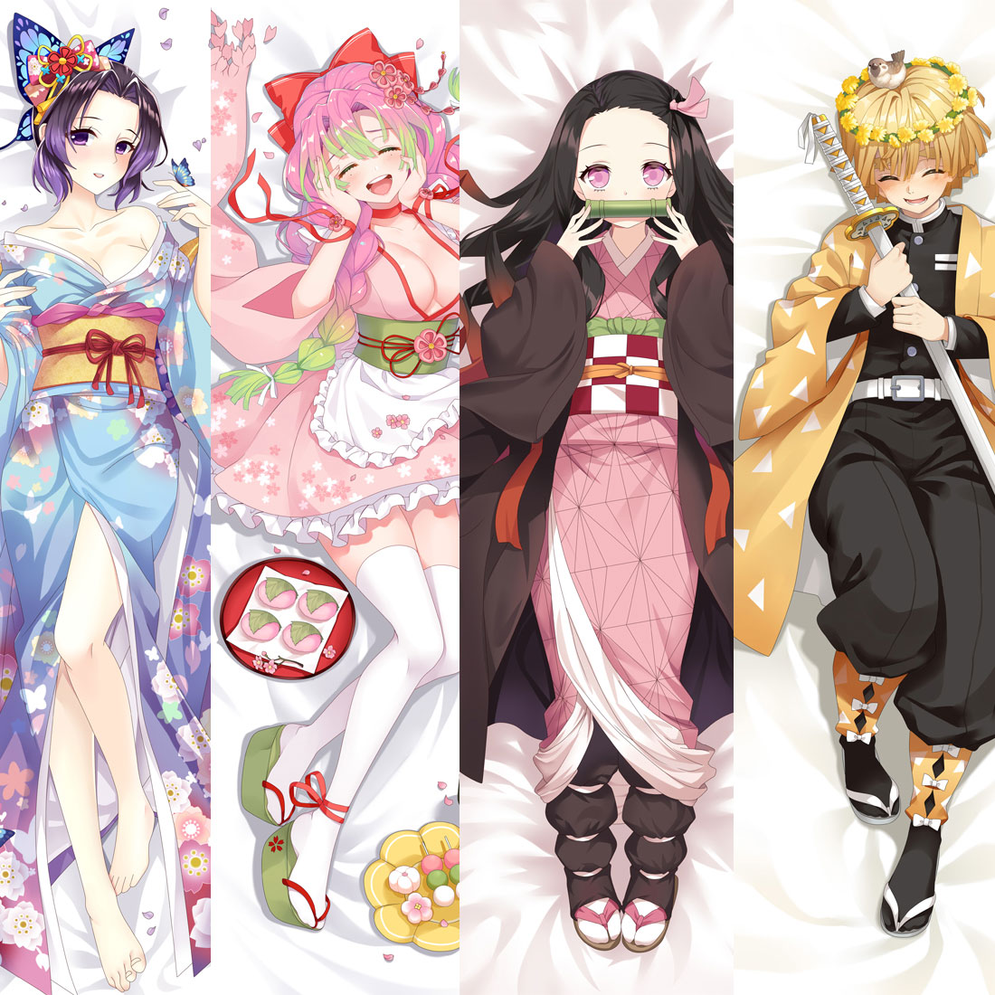 Demon Slayer Dakimakura Anime Pillow Case Otaku Hugging Body Cushion Kamado Nezuko Kanroji Mitsuri Kochou Shinobu Pillowcase