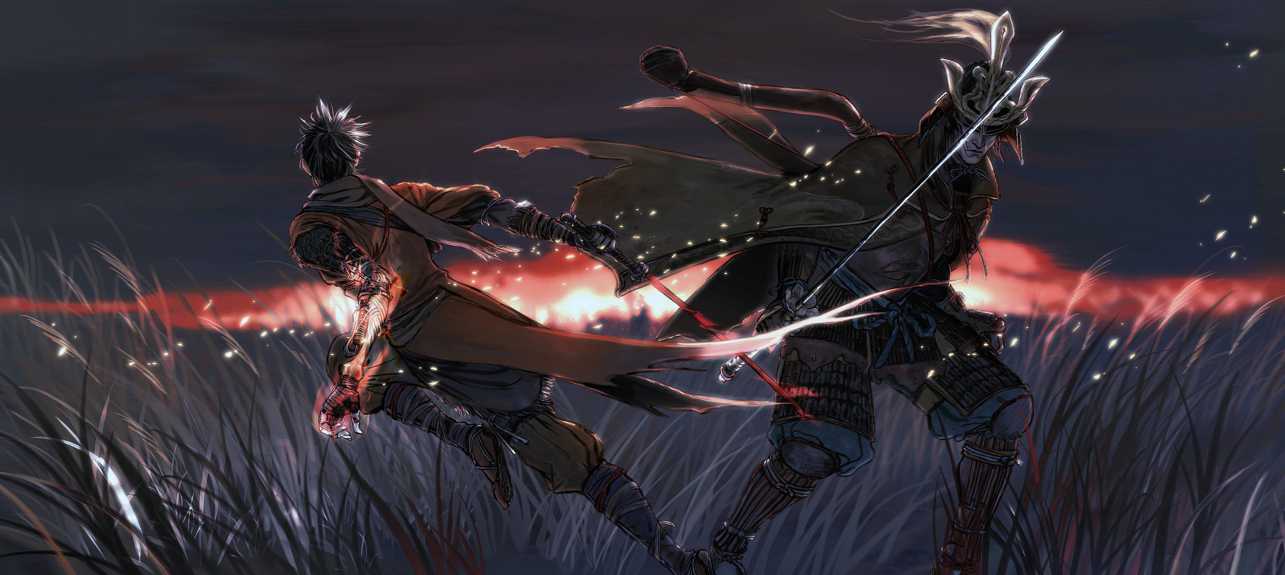 Sekiro. Wolf & Genichiro Ashina by DinkyIcarus. Conceptual photo, Dark souls, Dark fantasy