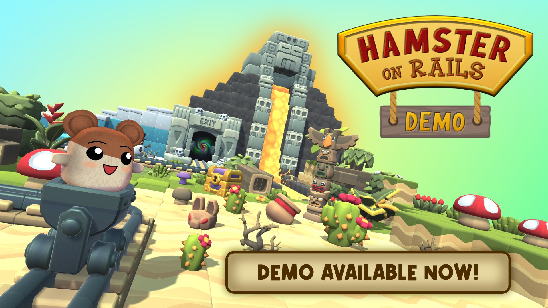 Virtual Arts Studio are happy to announce that the DEMO of our new game Hamster on Rails has been released today on Steam! Download and have fun playing this