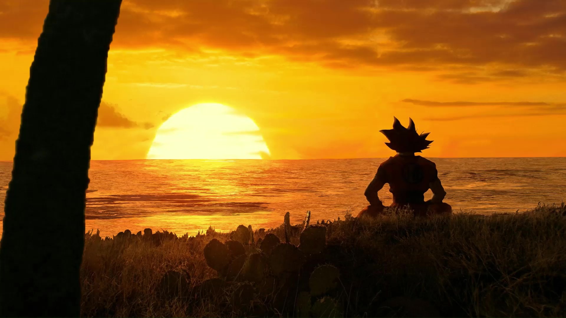 Goku Watching Sunset Dragon Ball Live Wallpaper