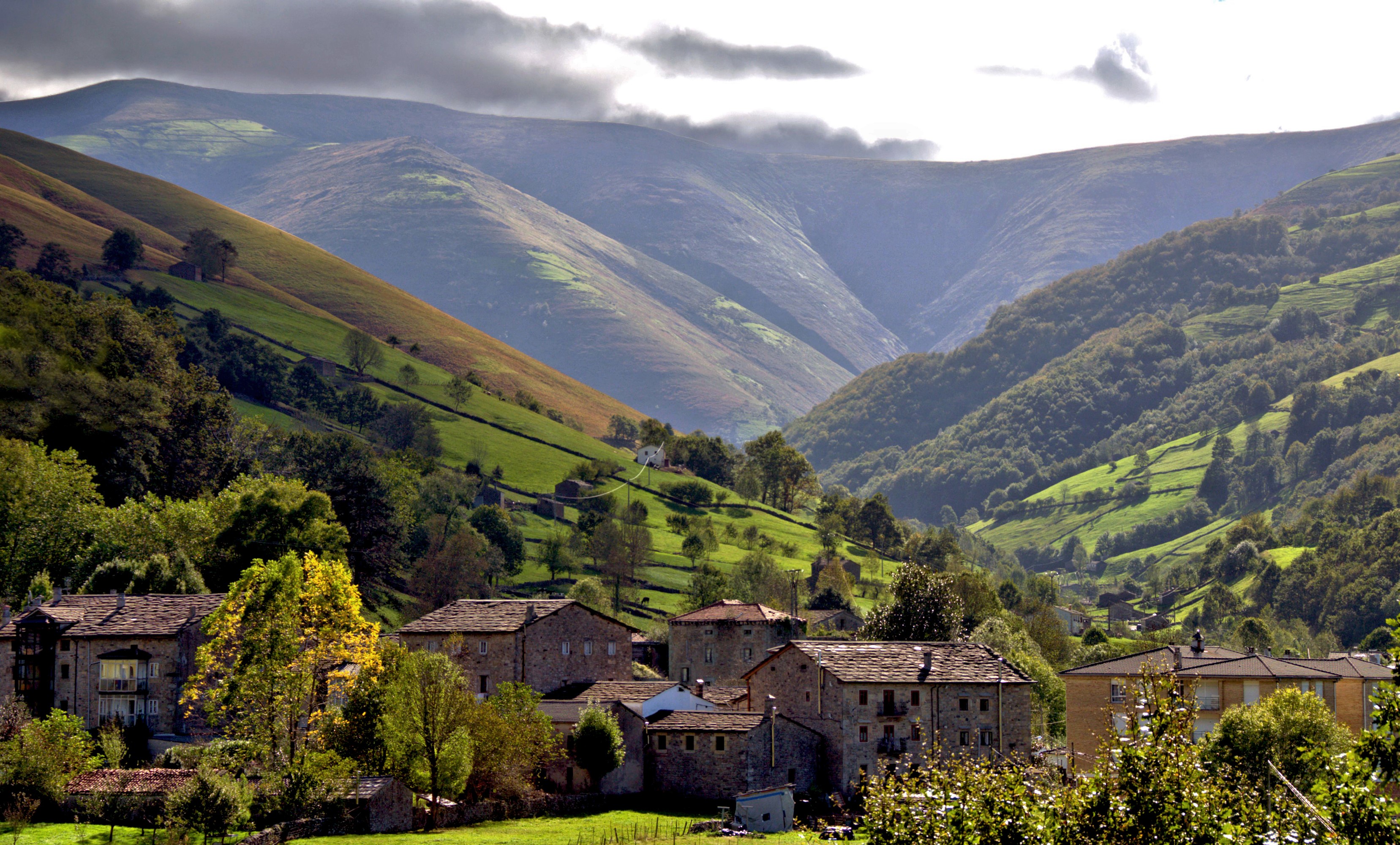 Cantabria, Spain, Mountains, Houses, Trees Gallery HD Wallpaper