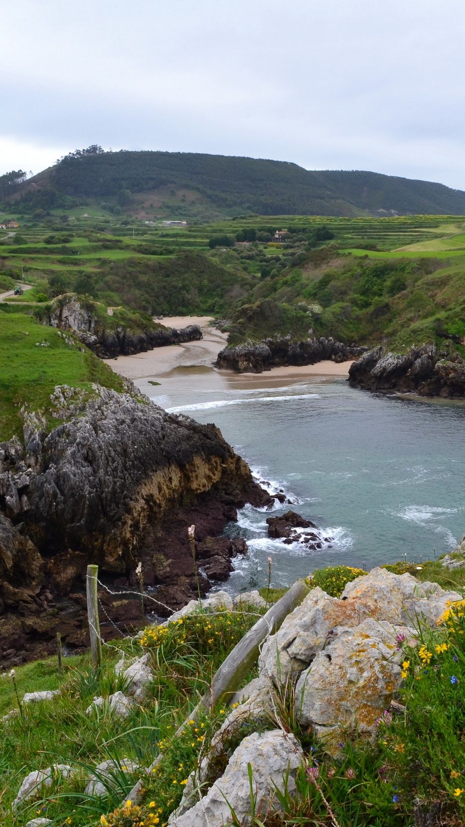 Download Wallpaper 938x1668 Spain, Cantabria, Nature, Mountain, Houses, Water Iphone 8 7 6s 6 For Parallax HD Background