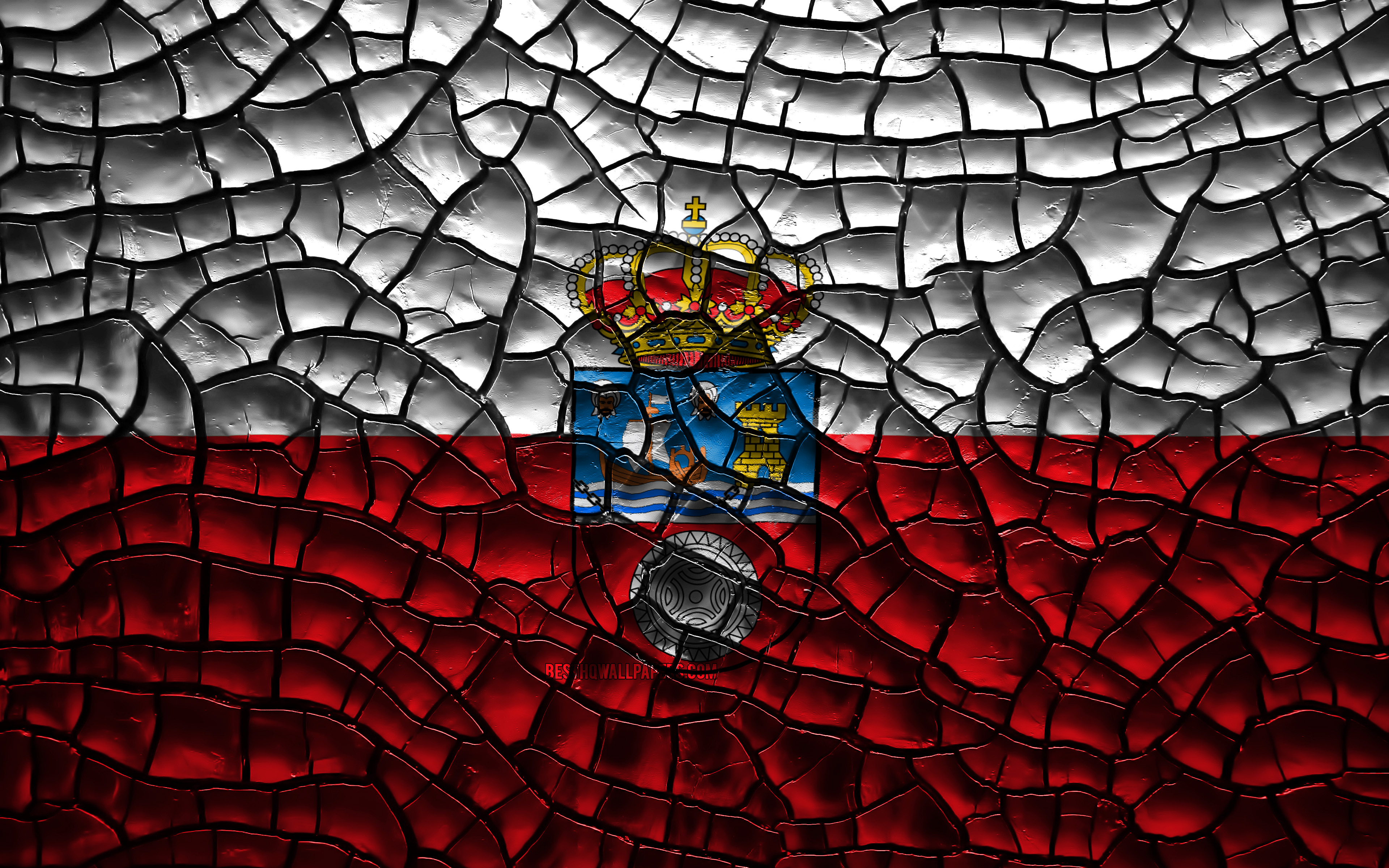 Download wallpaper Flag of Cantabria, 4k, spanish provinces, cracked soil, Spain, Cantabria flag, 3D art, Cantabria, Provinces of Spain, administrative districts, Cantabria 3D flag, Europe for desktop with resolution 3840x2400. High Quality