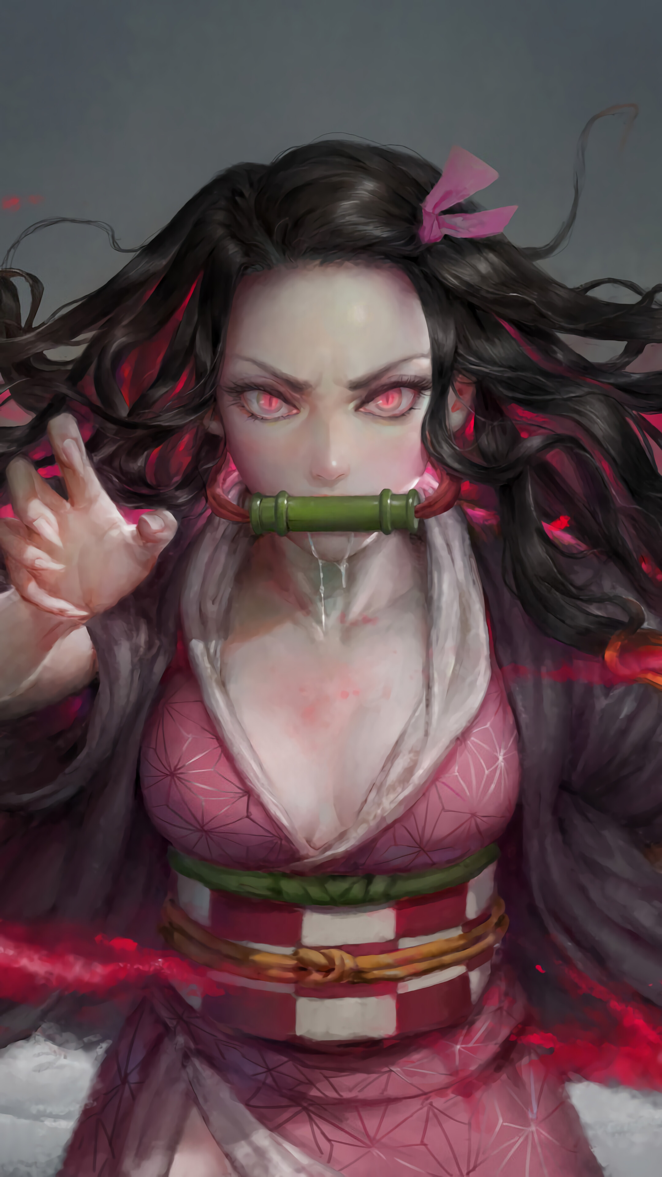 Nezuko, Blood Demon Art, Kimetsu no Yaiba, 4k Gallery HD Wallpaper