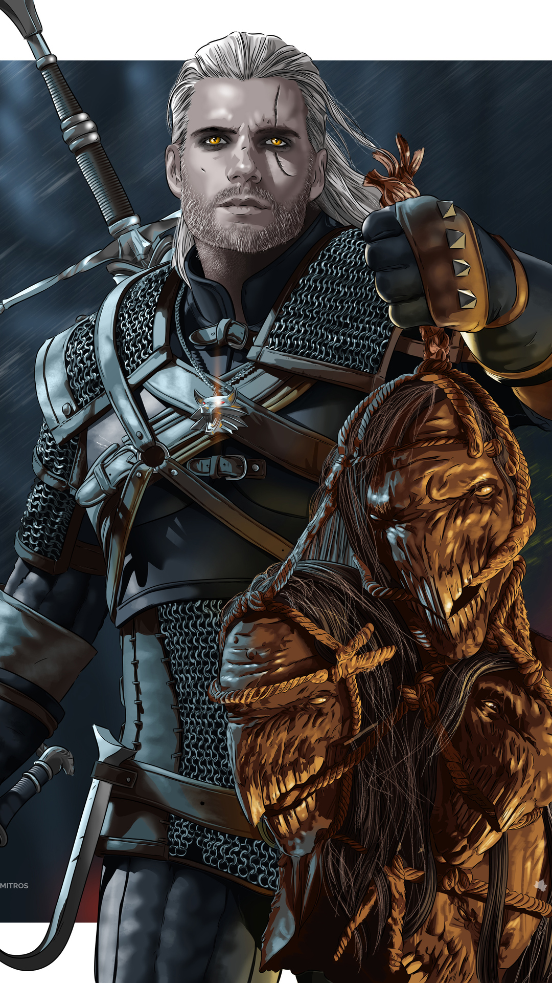 1080x1920 the witcher, tv shows, hd, henry cavill, artwork, behance for iPhone 6, 7, 8 wallpaper