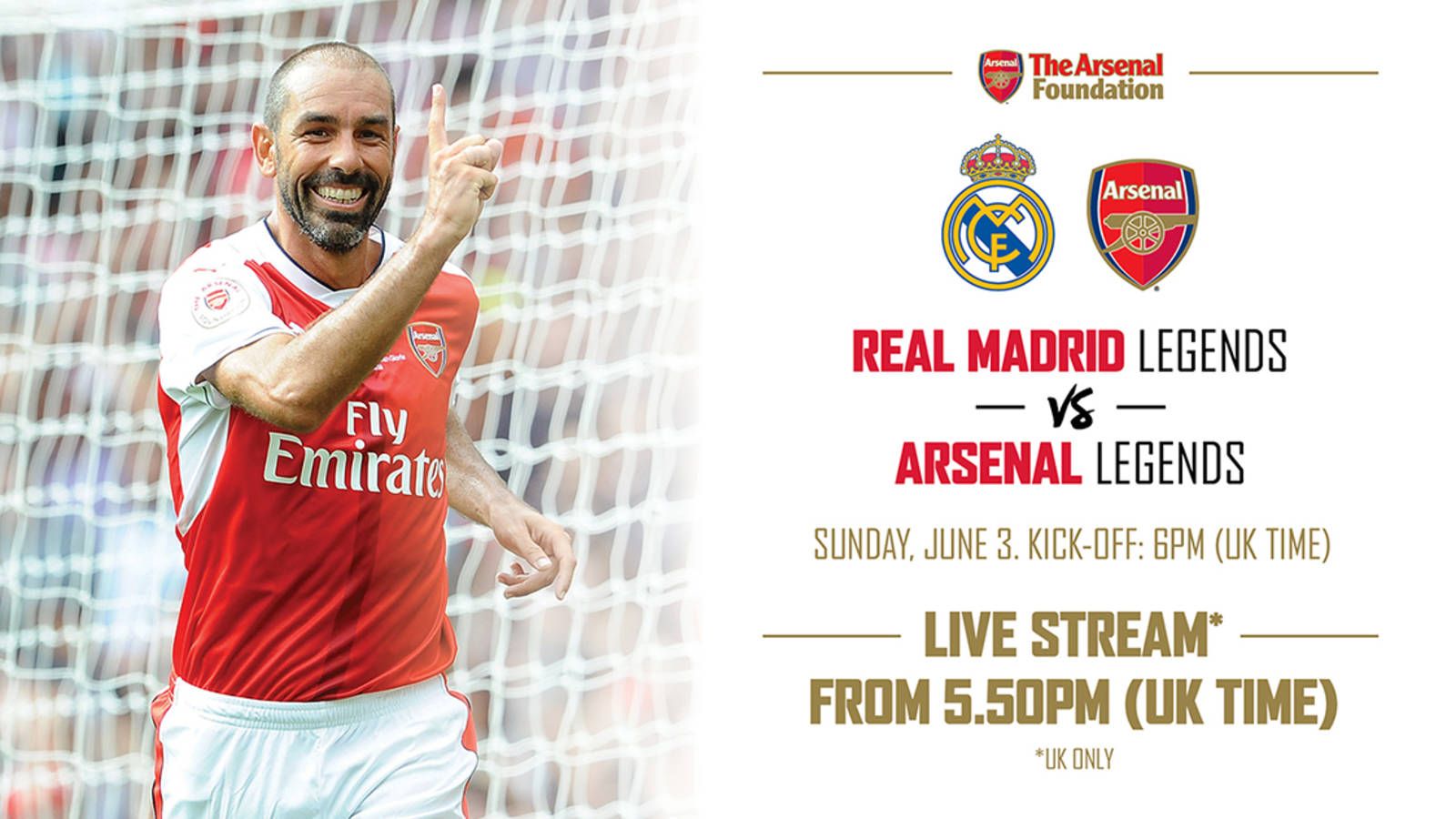 Arsenal Legends to take on Real Madrid Legends