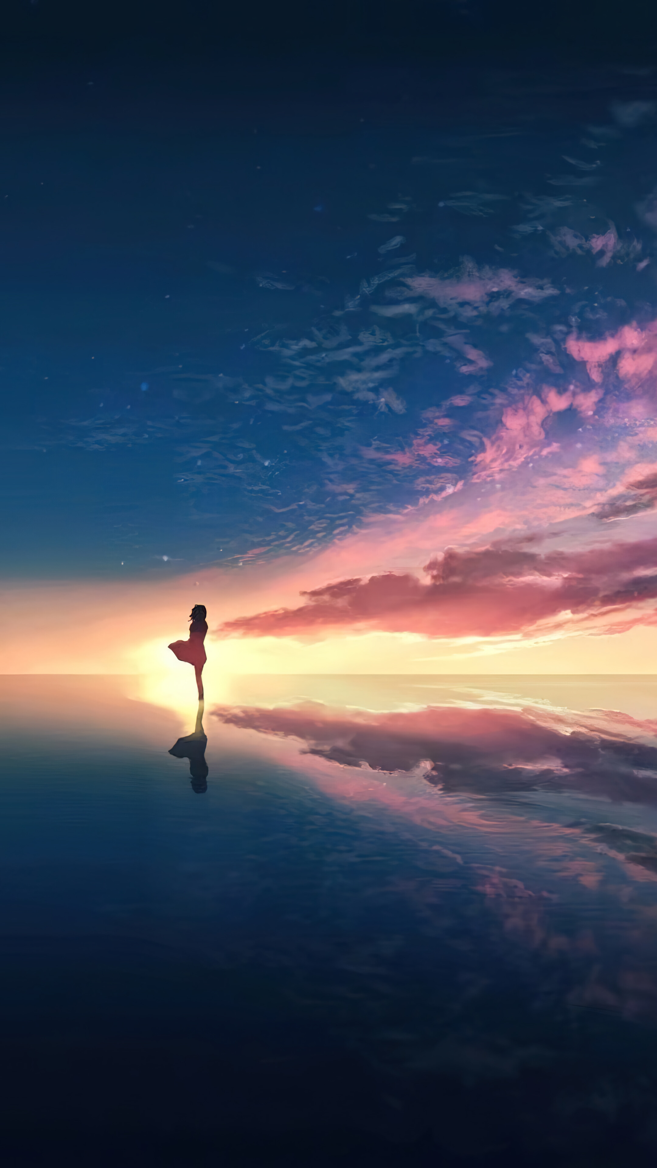 Free download Sunset Anime Girl Silhouette Horizon Clouds Scenery 4K Wallpaper [2160x3840] for your Desktop, Mobile & Tablet. Explore Anime Sunset 4K Vertical Wallpaper. Anime Wallpaper 4K, 4K Anime