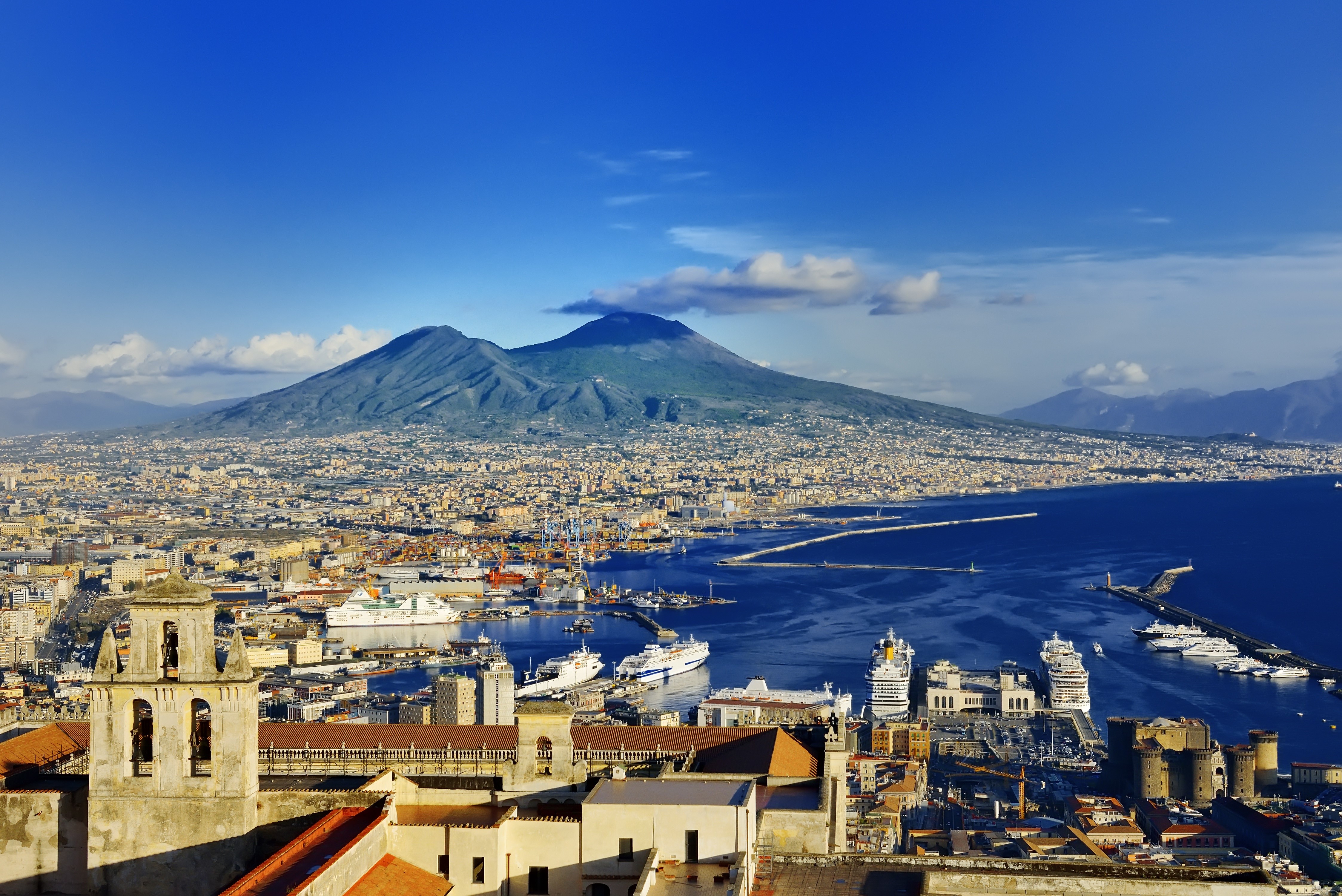 4K, Naples, Mountains, Houses, Italy Gallery HD Wallpaper