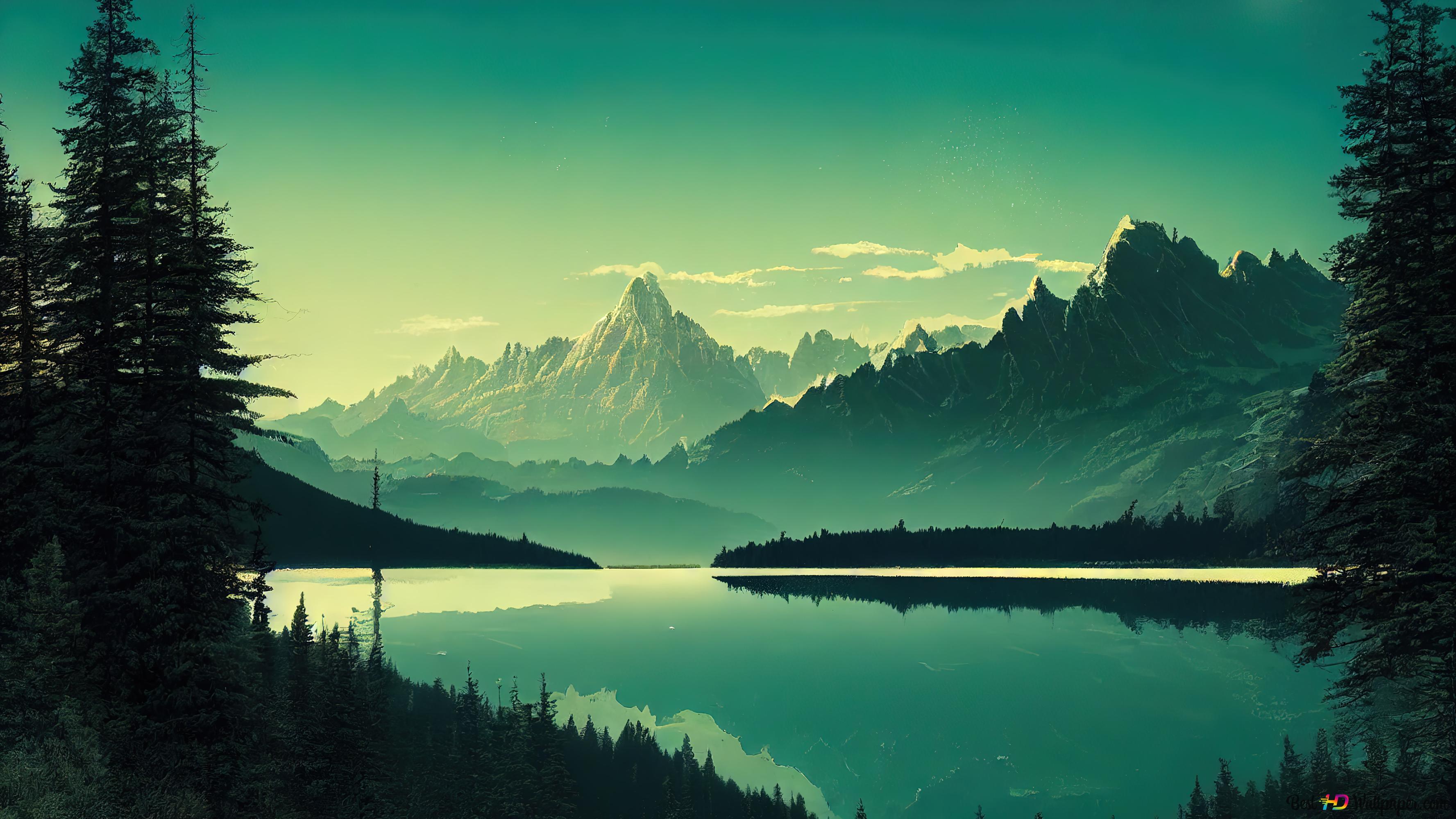 Green Lake Mountain 4K wallpaper download