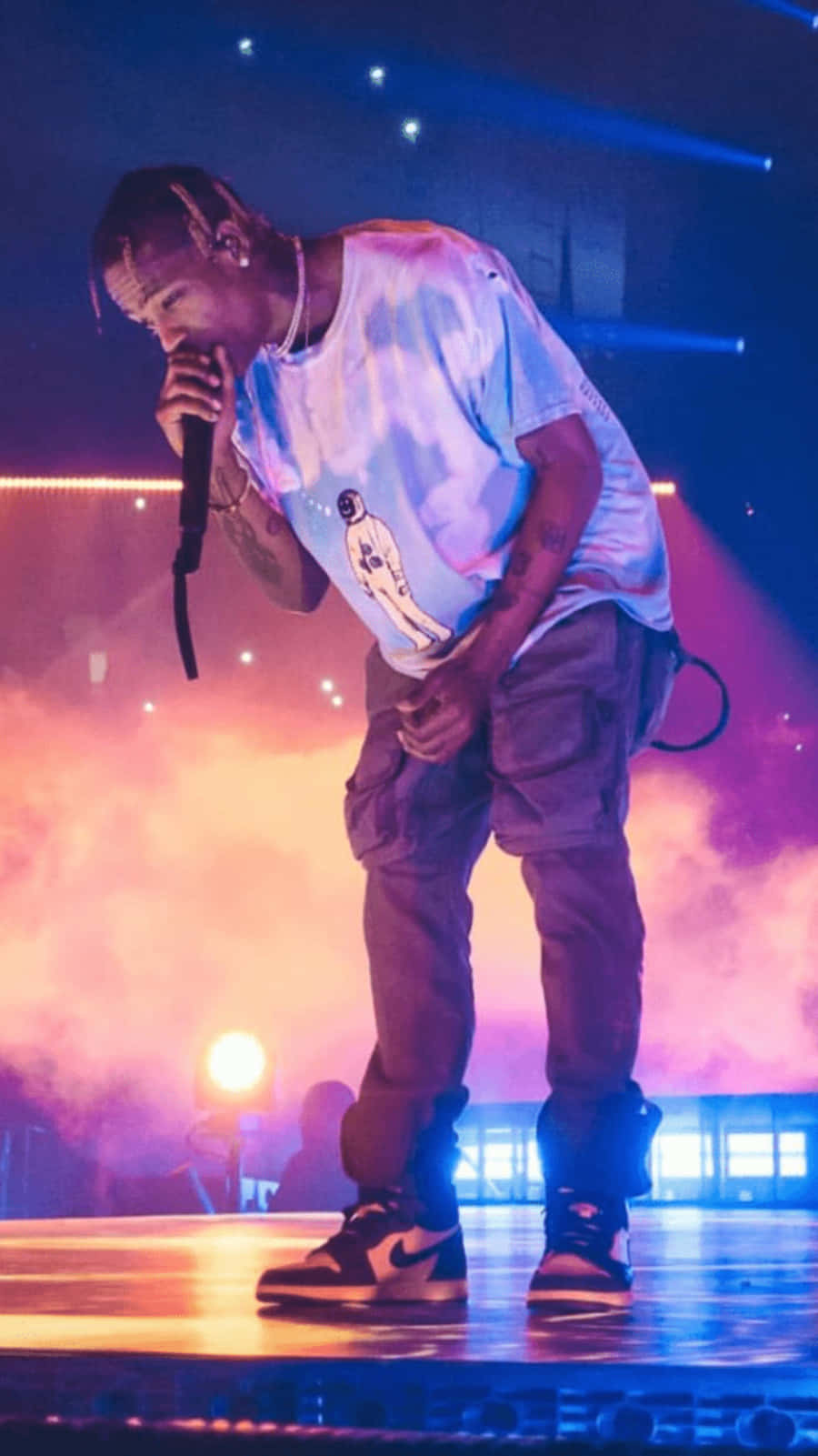 Download Travis Scott Performing On Stage IPhone Wallpaper