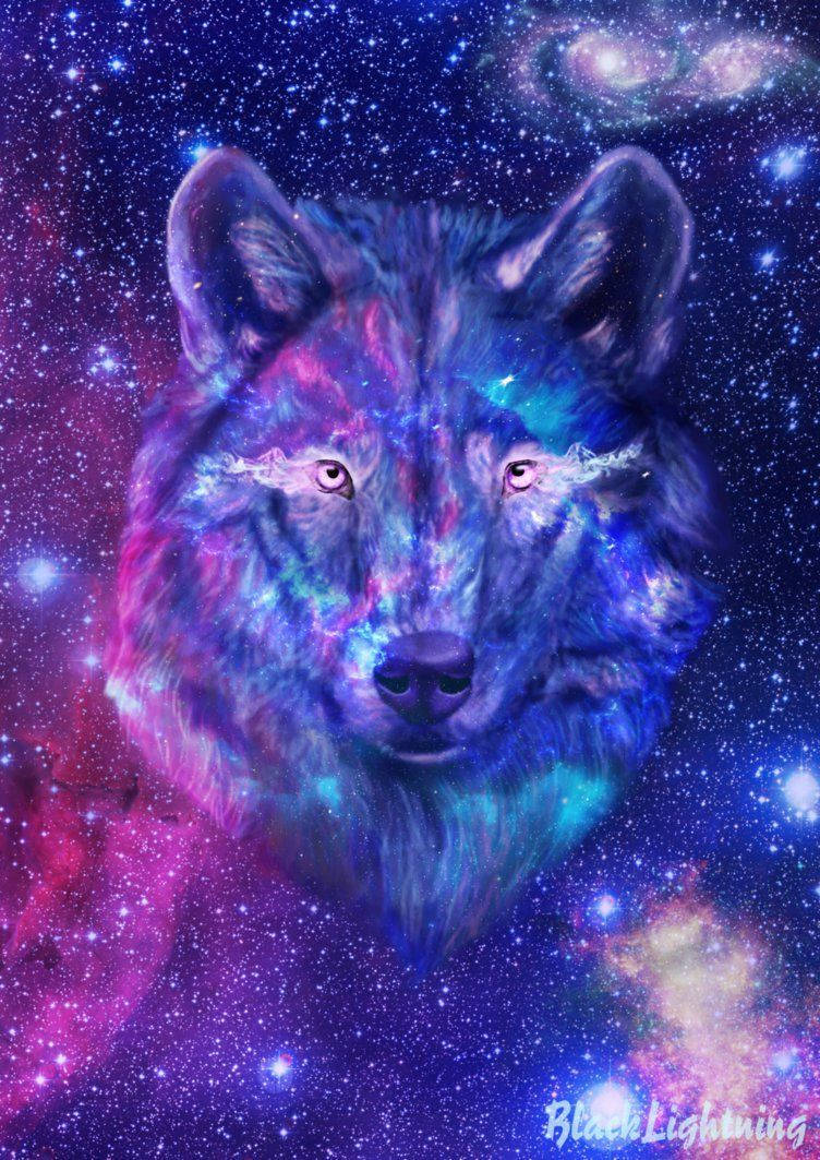 Download Cosmic Cute Wolf Wallpaper