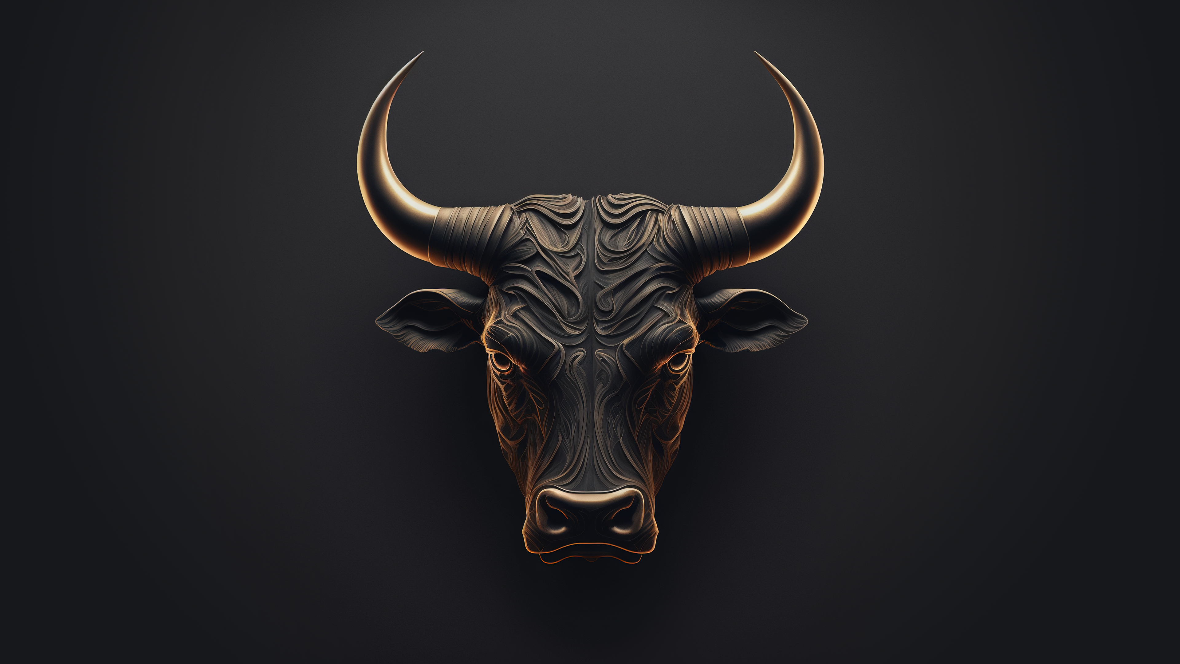 Wallpaper, Bull, animals, ai art, minimalism 3840x2160