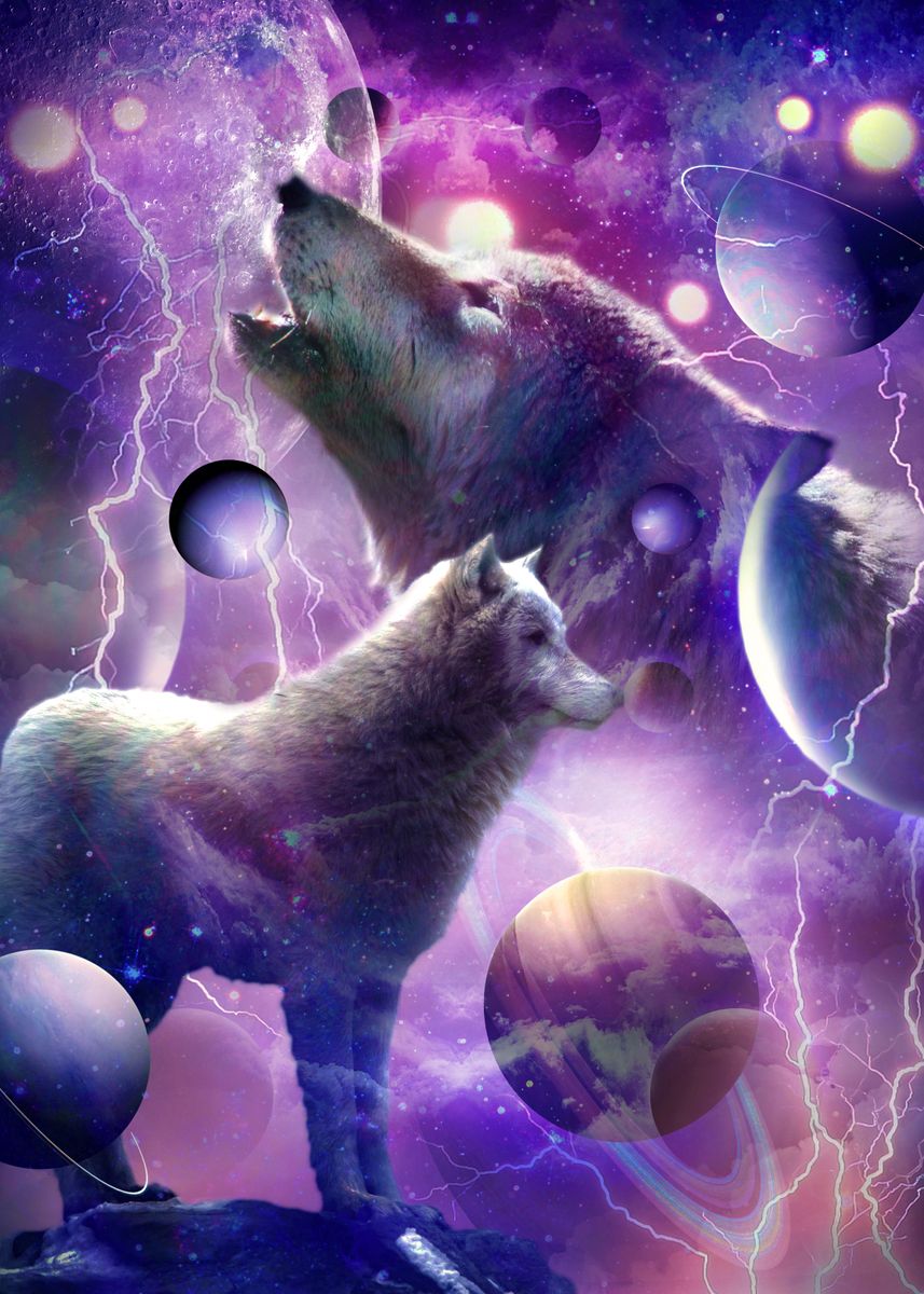 Cosmic Wolf Howling' Poster