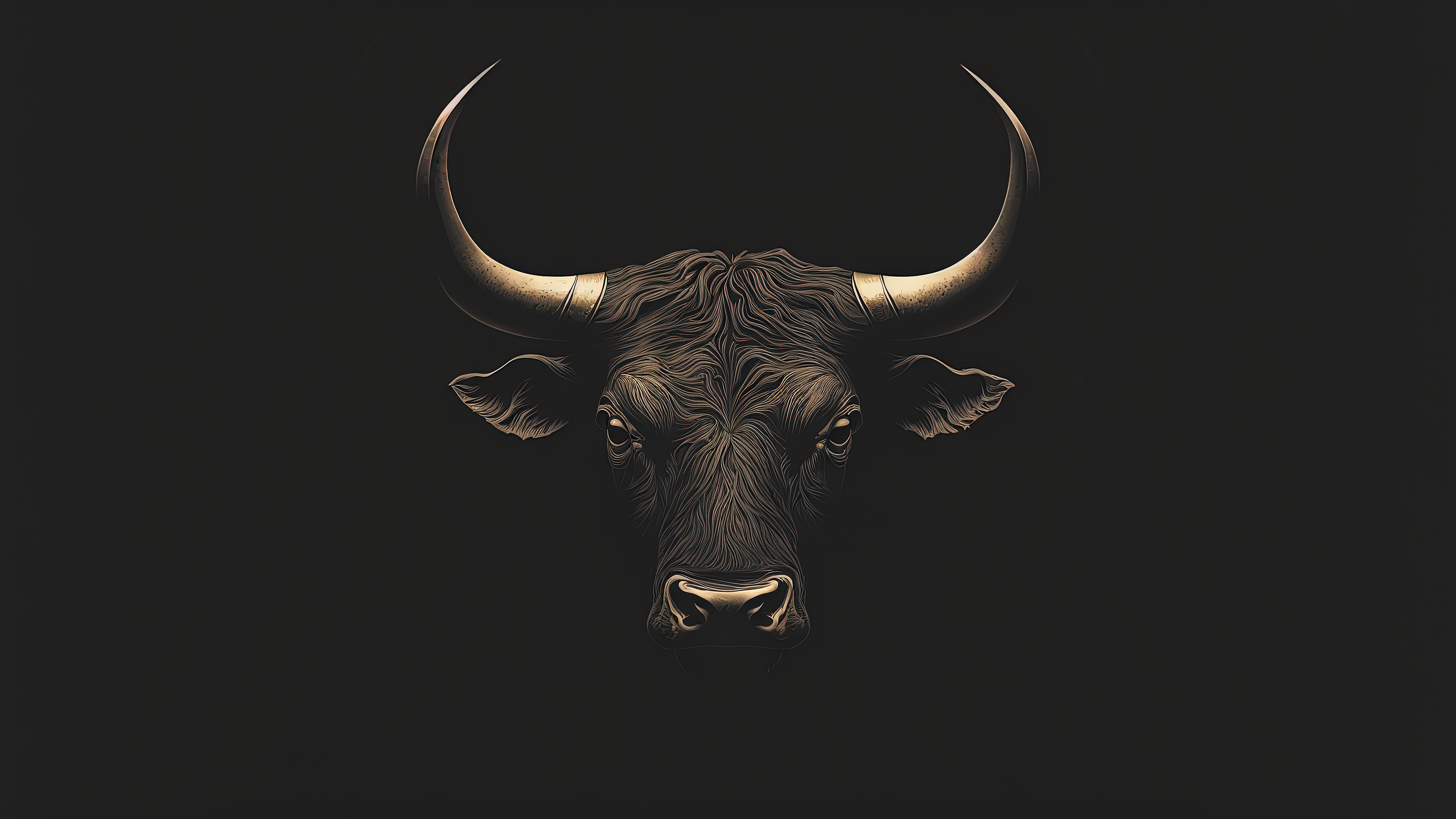 Wallpaper, Bull, animals, ai art, minimalism 3840x2160