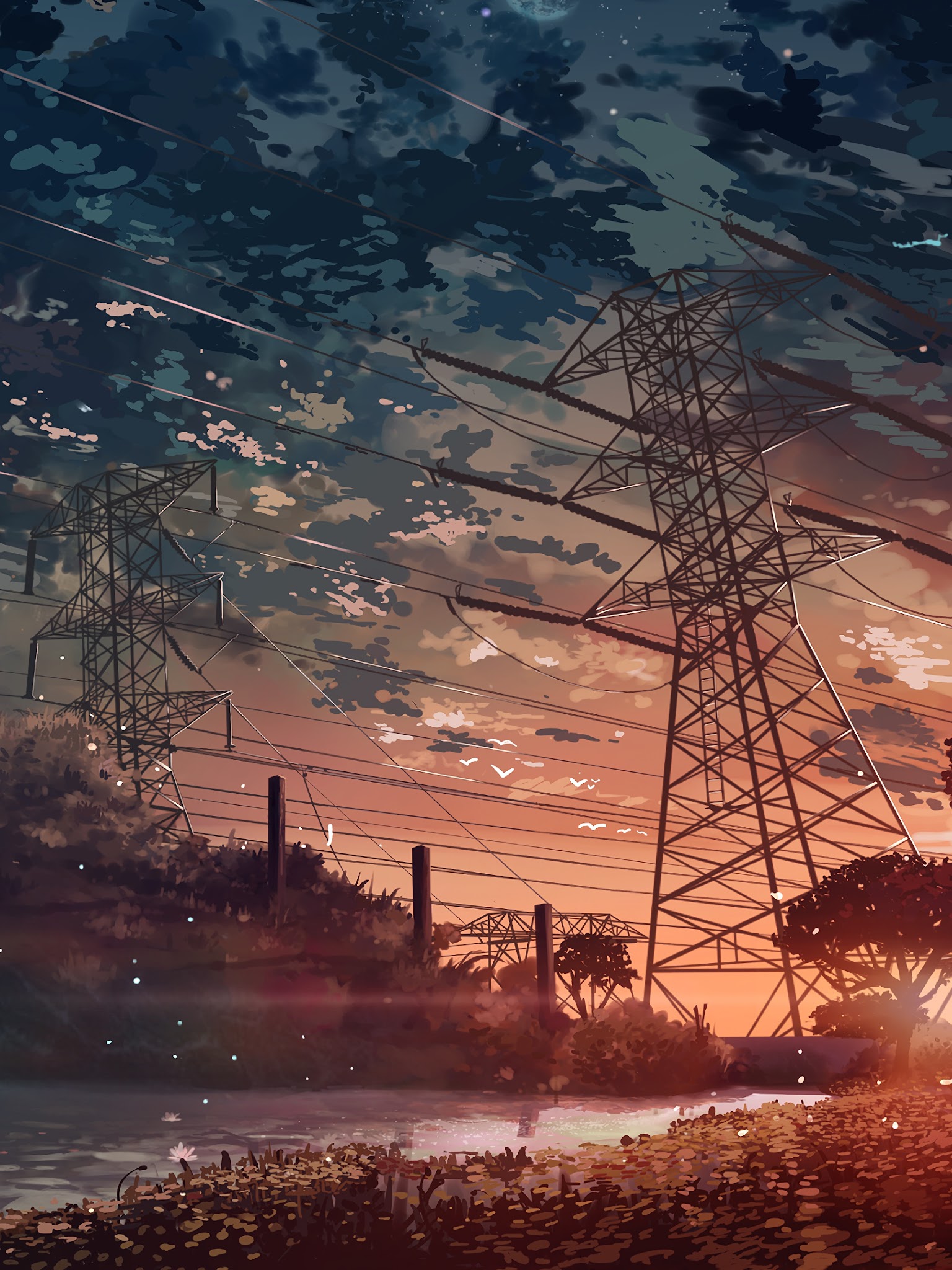 Anime Sunset 4K Vertical Wallpaper