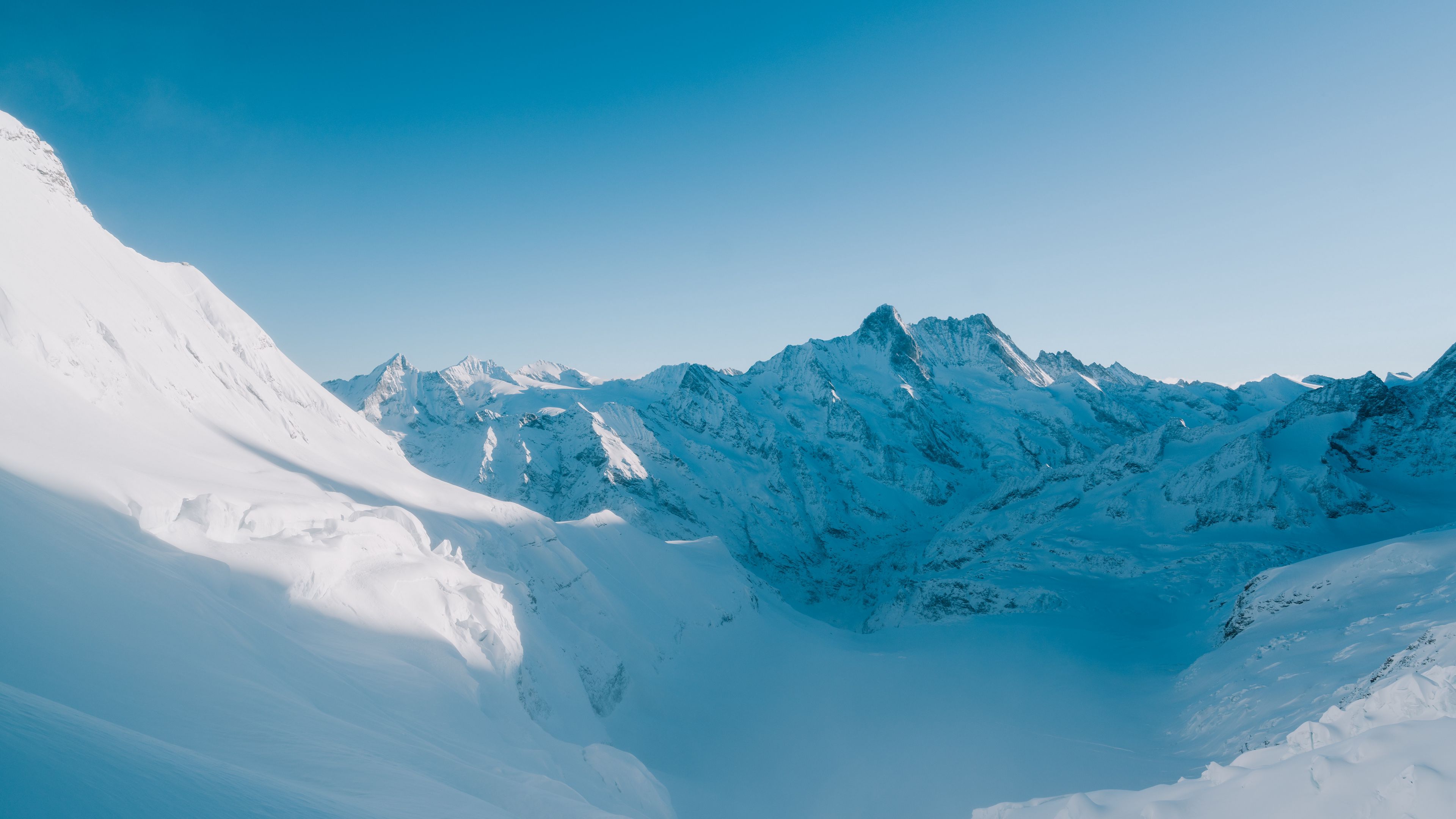 Wallpaper / mountain, snow, winter, snowy, mountain landscape, 4k free download