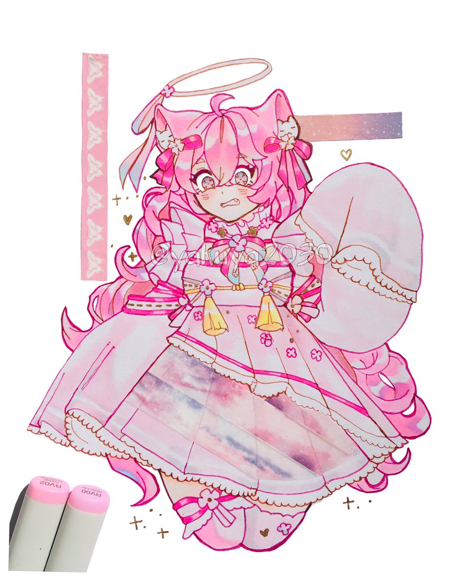 Kitsune yokai entry for a dtiys On Instagram !✨ I love coloring pink things