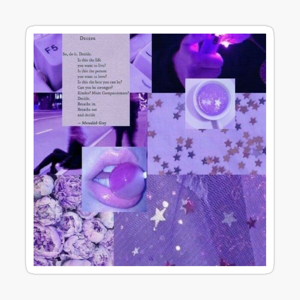 Y2K Purple Aesthetic Collage Art Print By Cloudy Moon