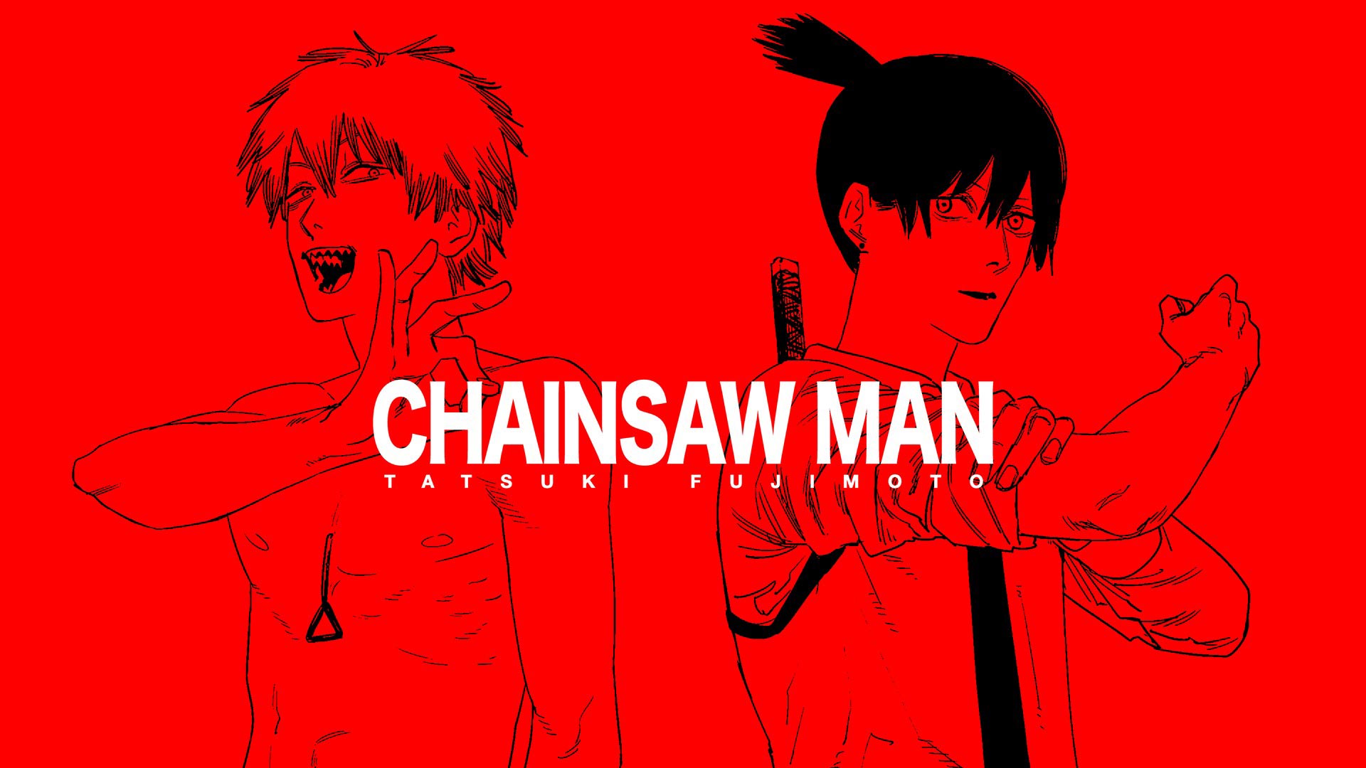 Wallpaper, Chainsaw Man, Denji Chainsaw Man, Aki Chainsaw Man, red, anime boys, shirtless 1920x1080