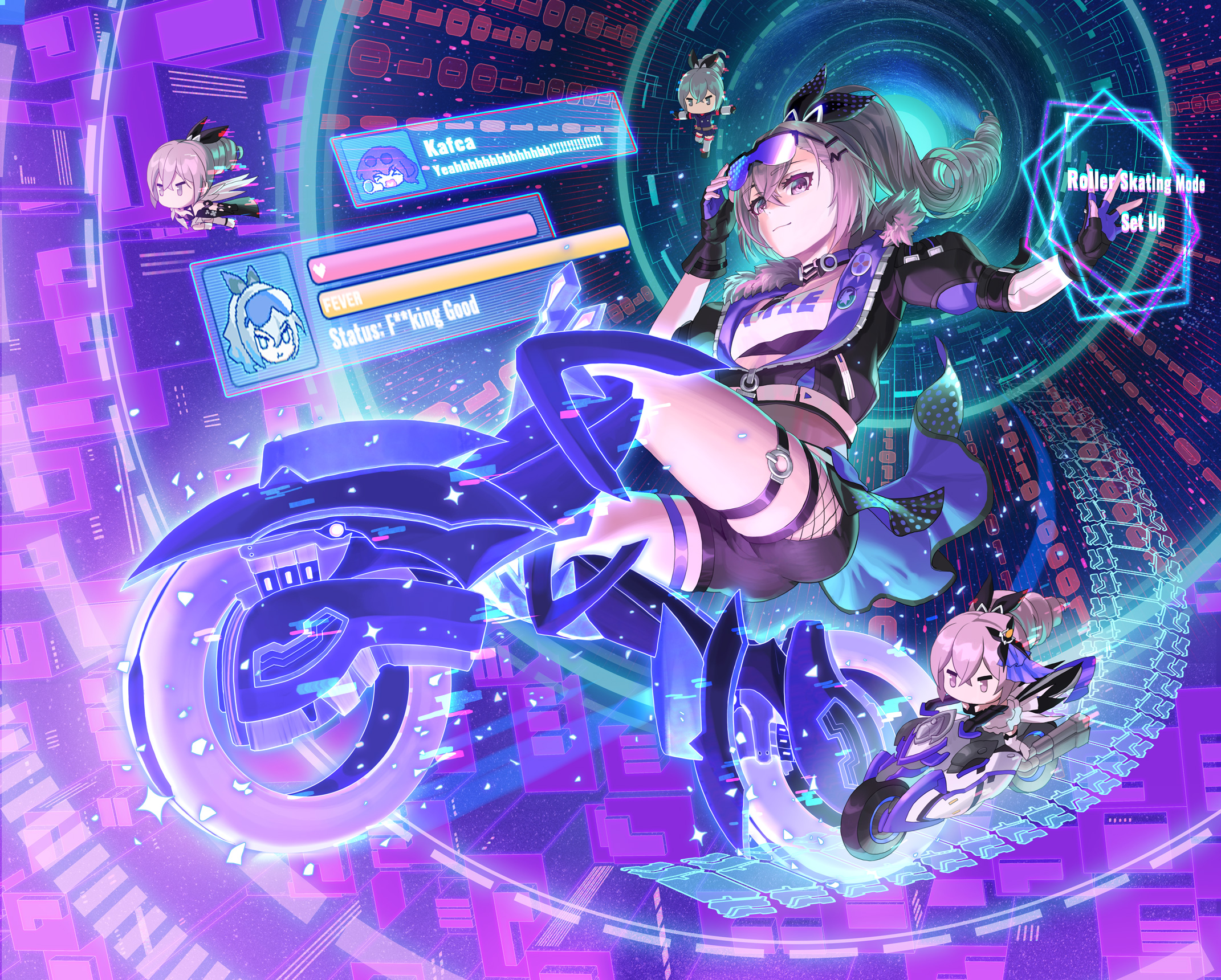 Wallpaper, anime girls, Honkai Star Rail, Silver Wolf Honkai Star Rail, motorcycle, long hair, fingerless gloves, looking at viewer 2142x1720 - 我呆币一枚
