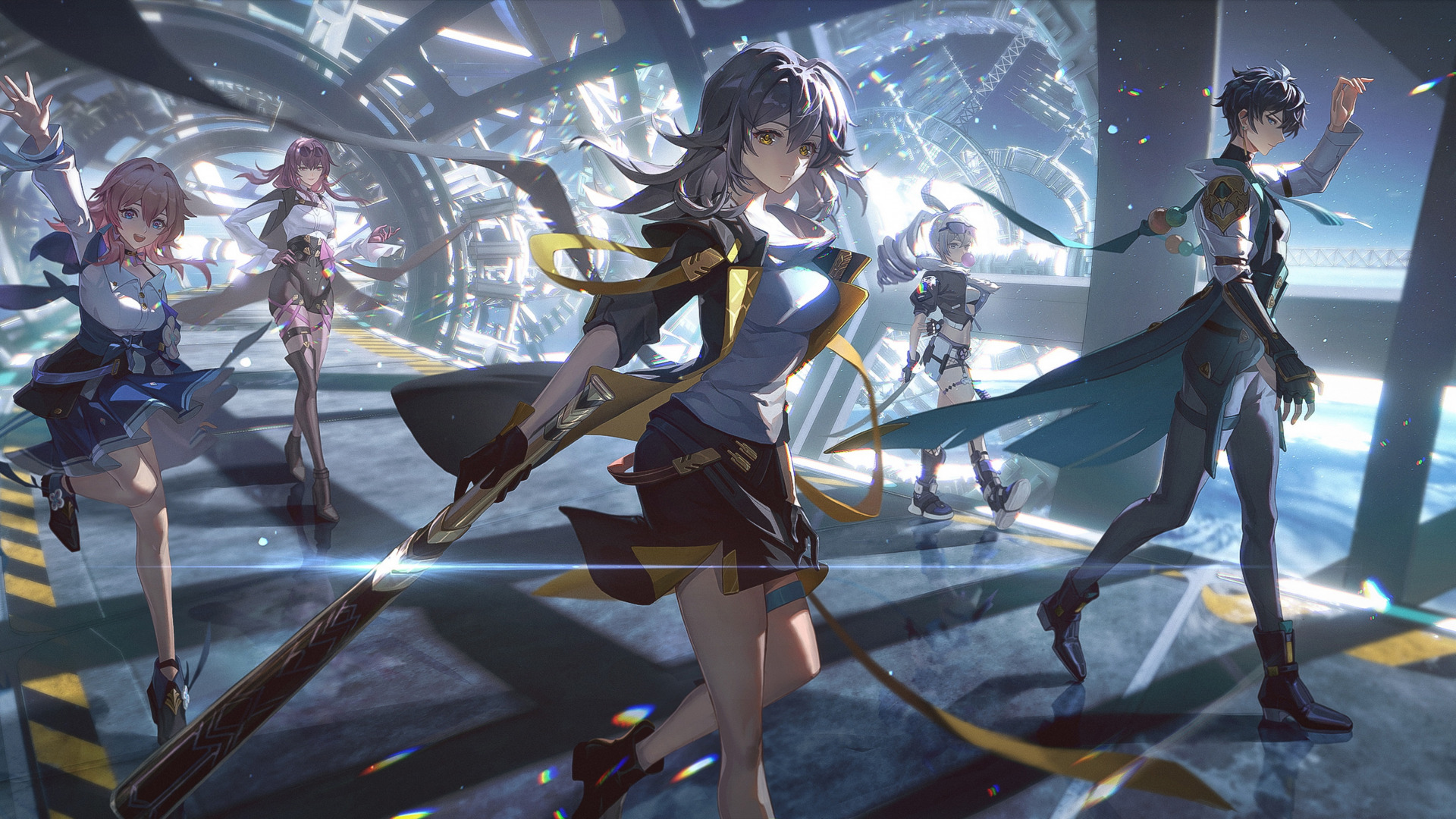 Download wallpaper Honkai Star Rail, Franz Kafka, Female Trailblazer, Hongkai Star Rail, Silver Wolf, Danheng, March 7, section games in resolution 1920x1080
