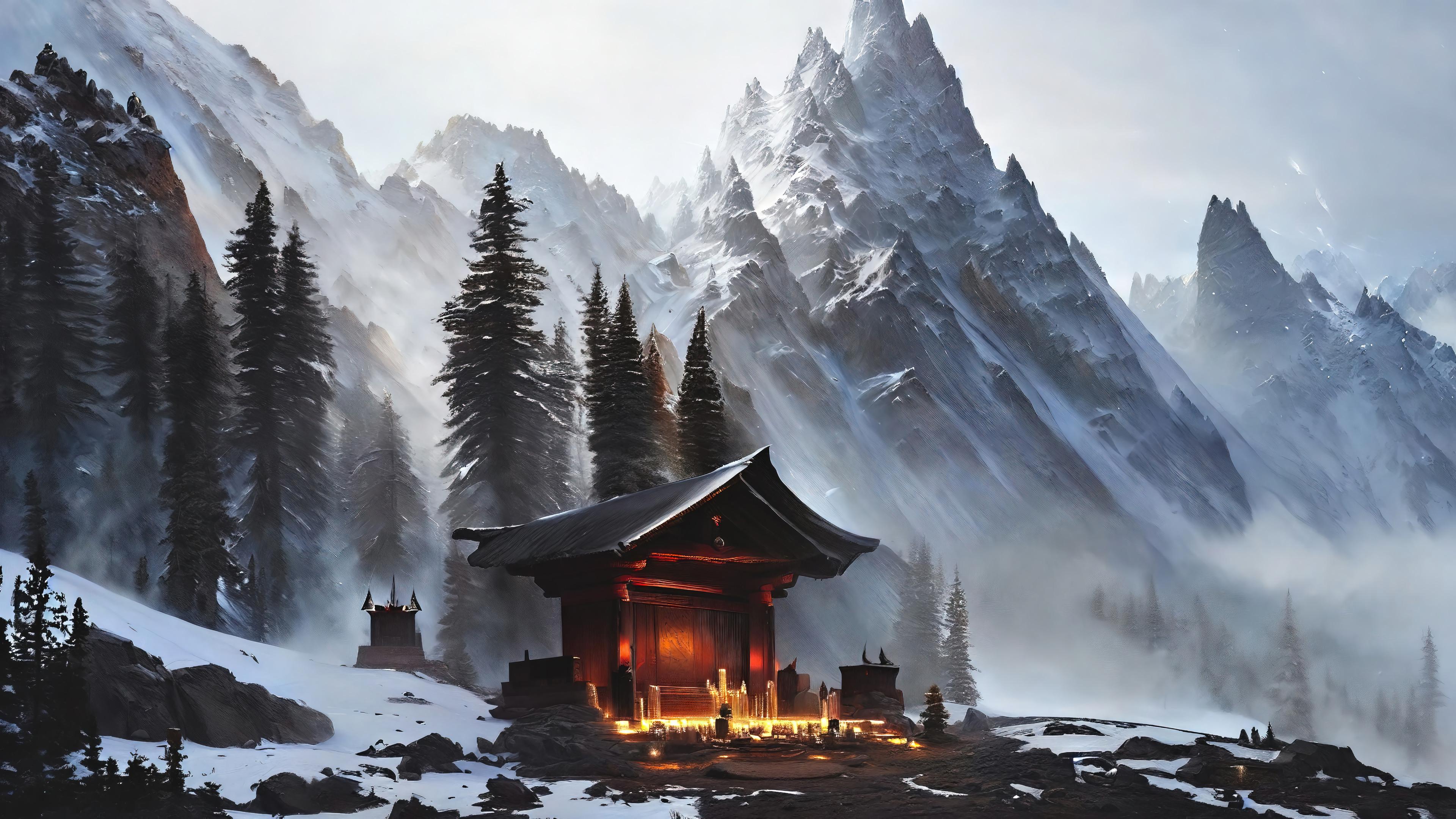 Shrine on a Mountain Wallpaper - (3840x2160) 4K
