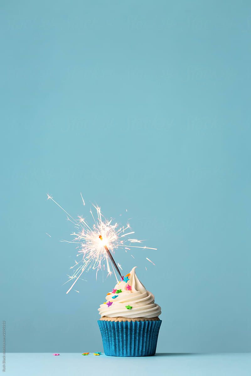 Birthday Cupcake With Sparkler. Happy birthday wallpaper, Happy birthday blue, Happy birthday art