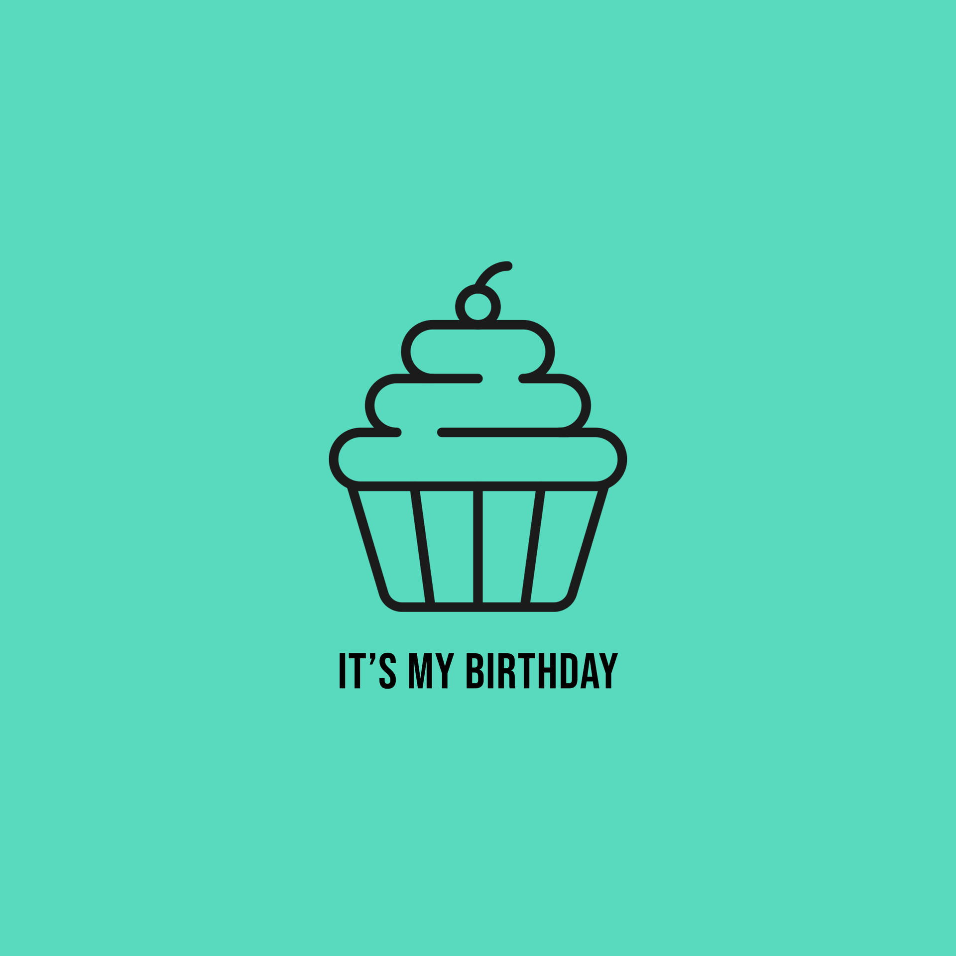Download It's My Birthday Blue Cupcake Wallpaper