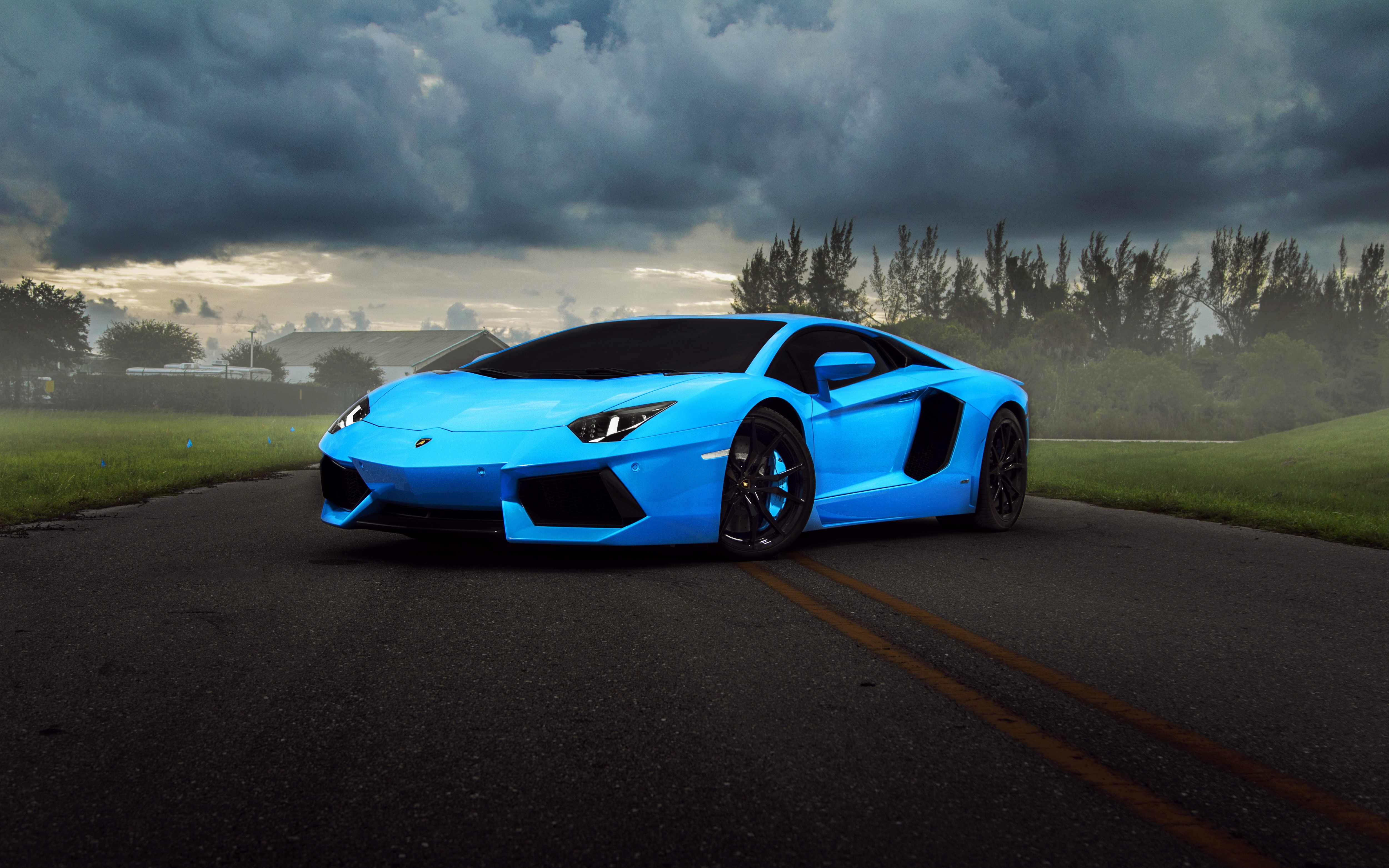 4K, 5K, Aventador supercar, Lamborghini, Luxury, Light Blue Gallery HD Wallpaper