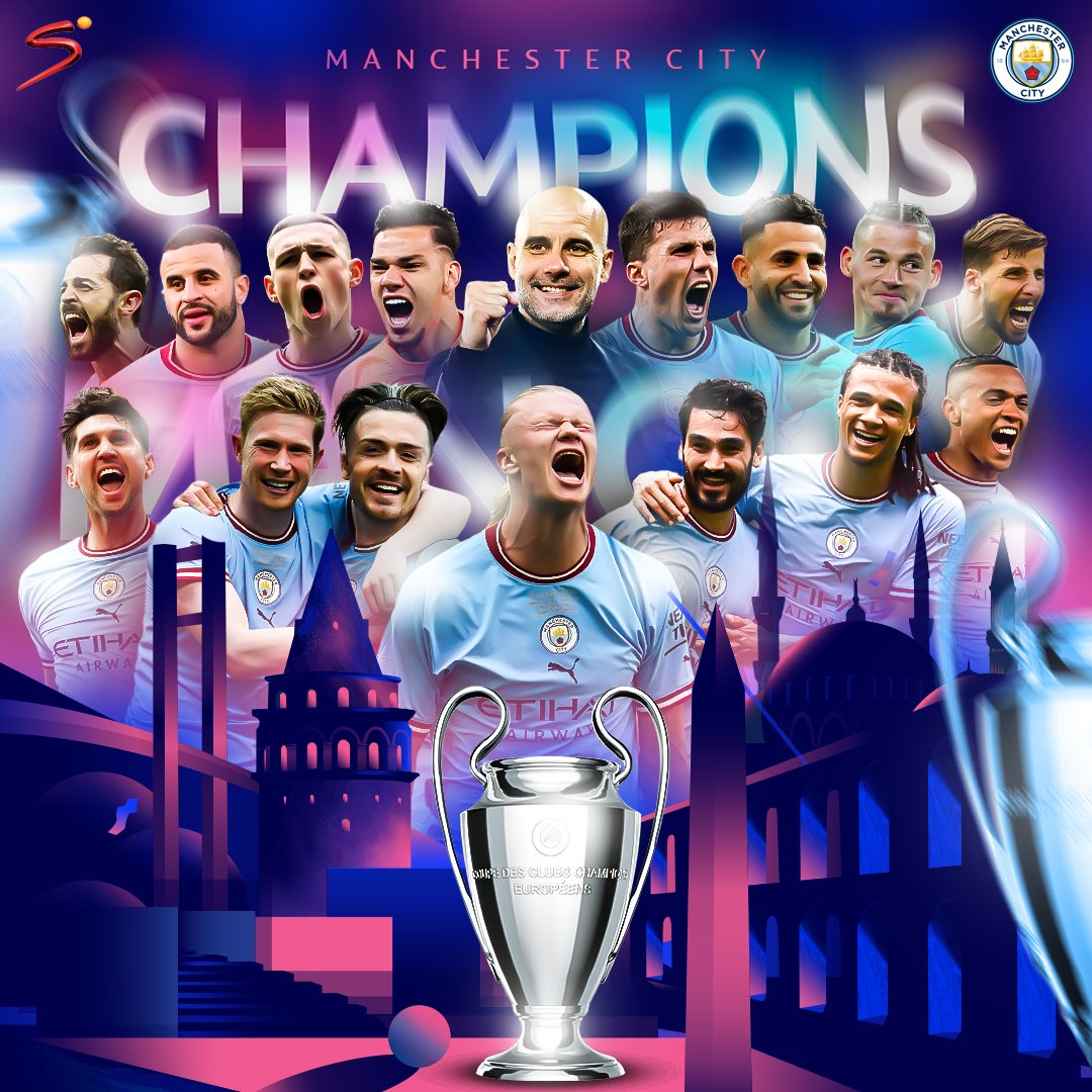 Manchester City UEFA Champions League 2023 Champions Desktop Wallpaper
