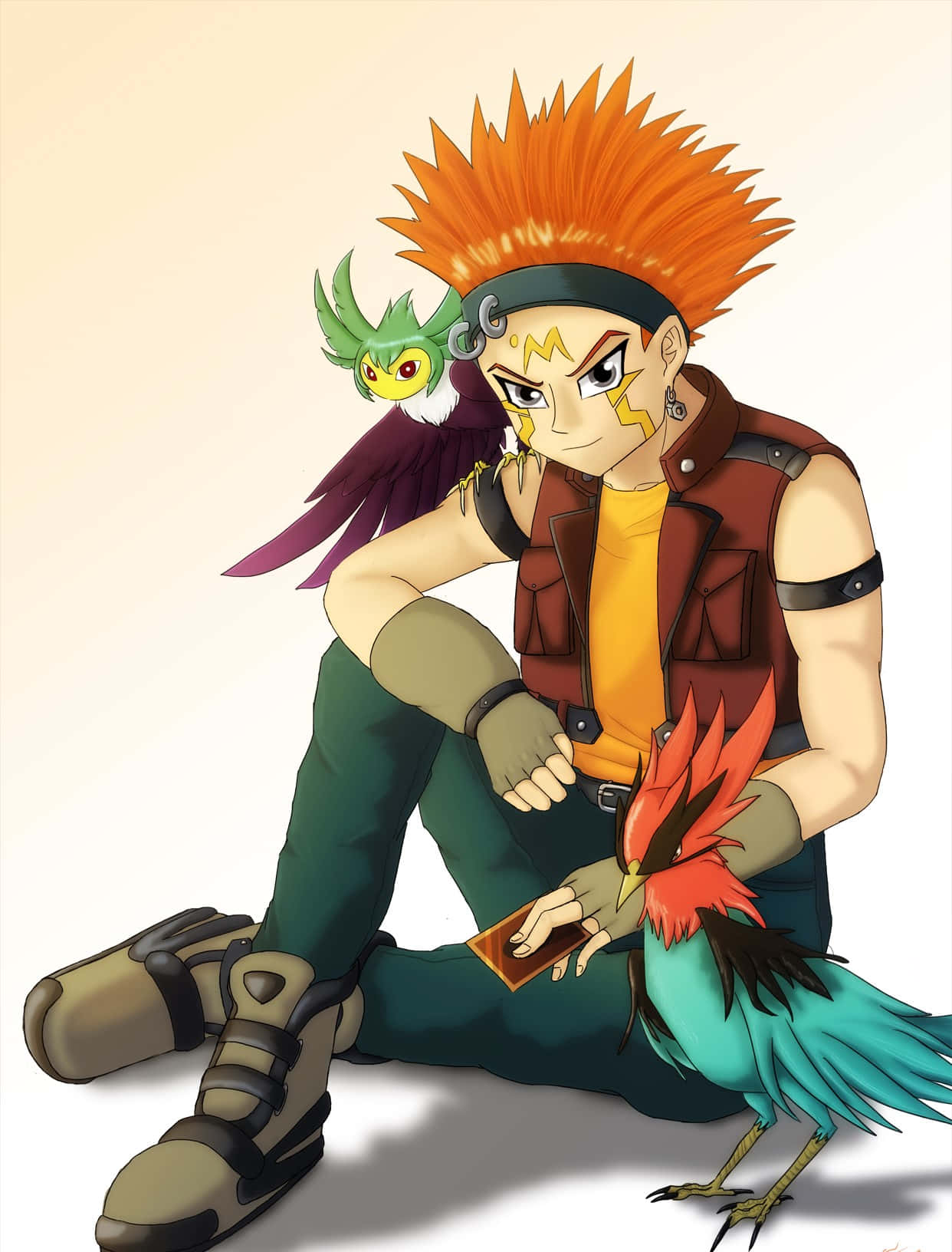 Download Crow Hogan posing confidently with his Duel Disk Wallpaper