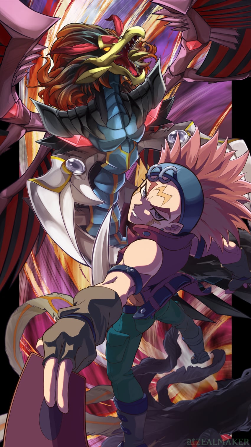 Crow Hogan, Black Winged Dragon, And Black Winged Assault Dragon (yu Gi Oh! And 1 More) Drawn