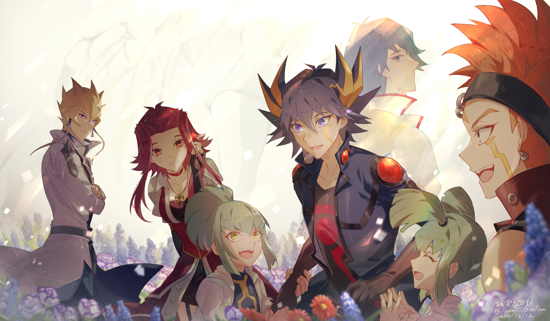 Izayoi Aki, Fudou Yuusei, Jack Atlas, Luca, Crow Hogan, And 2 More (yu Gi Oh! And 1 More) Drawn