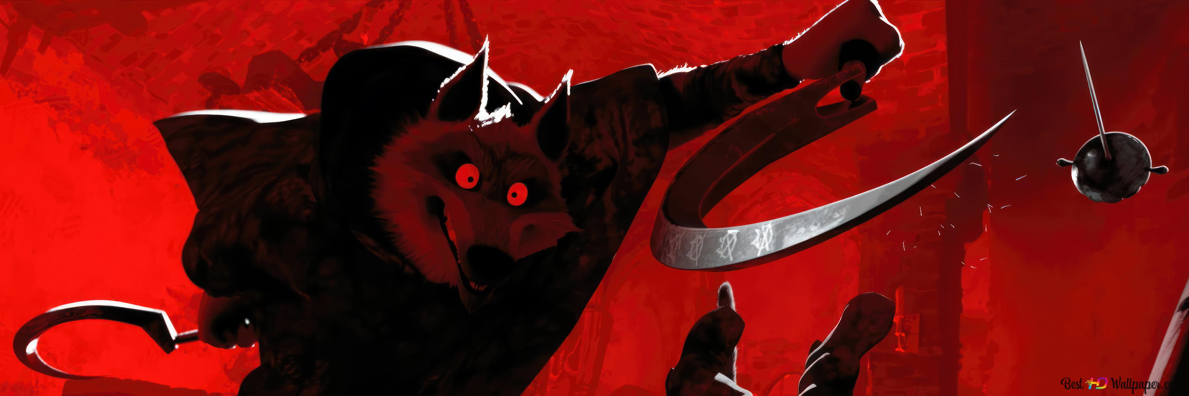 Big bad Wolf Vs Puss in Boots from Puss in Boots: The Last Wish movie 4K wallpaper download