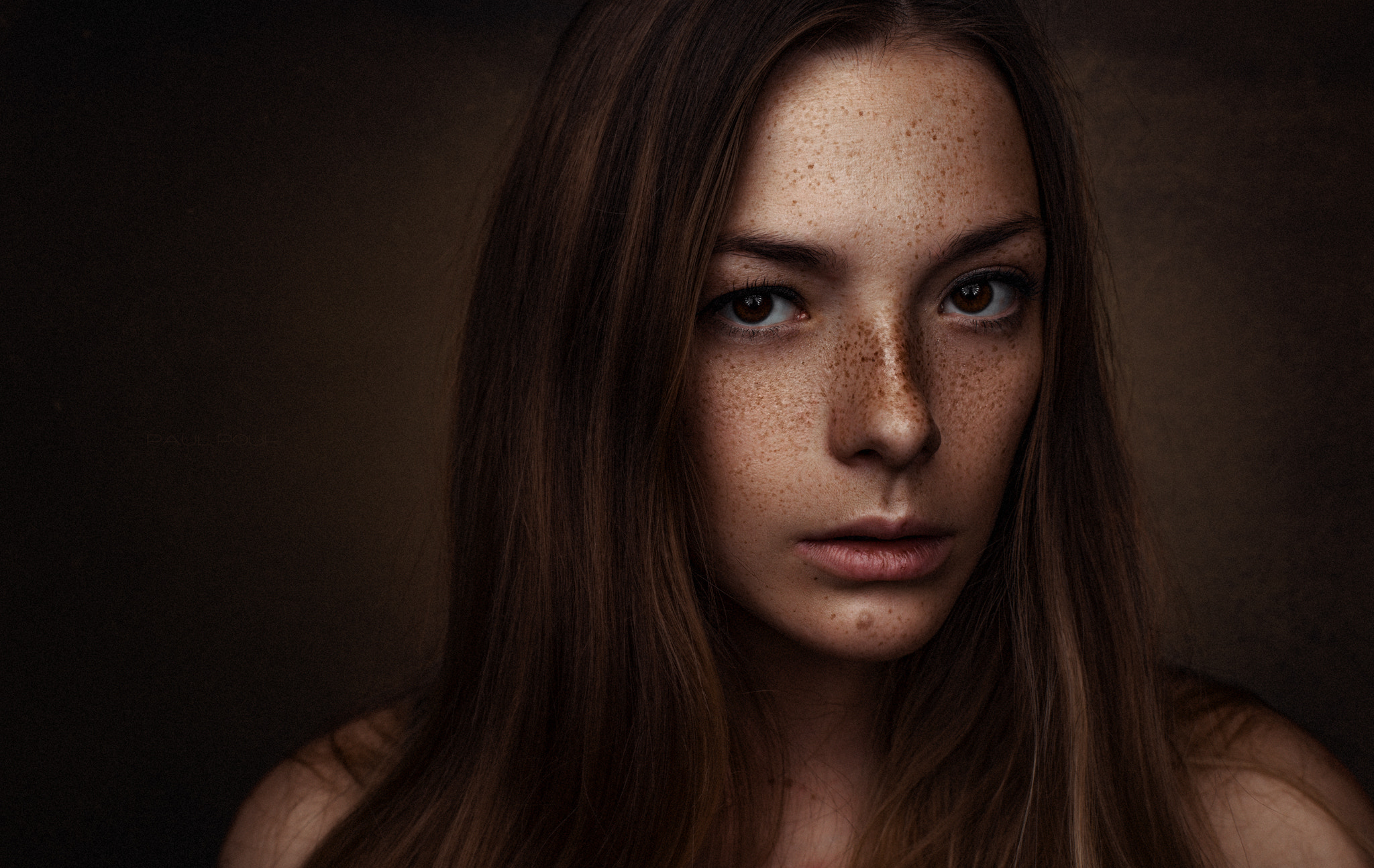 Wallpaper, women, Olga Kobzar, freckles, face, portrait 2048x1294