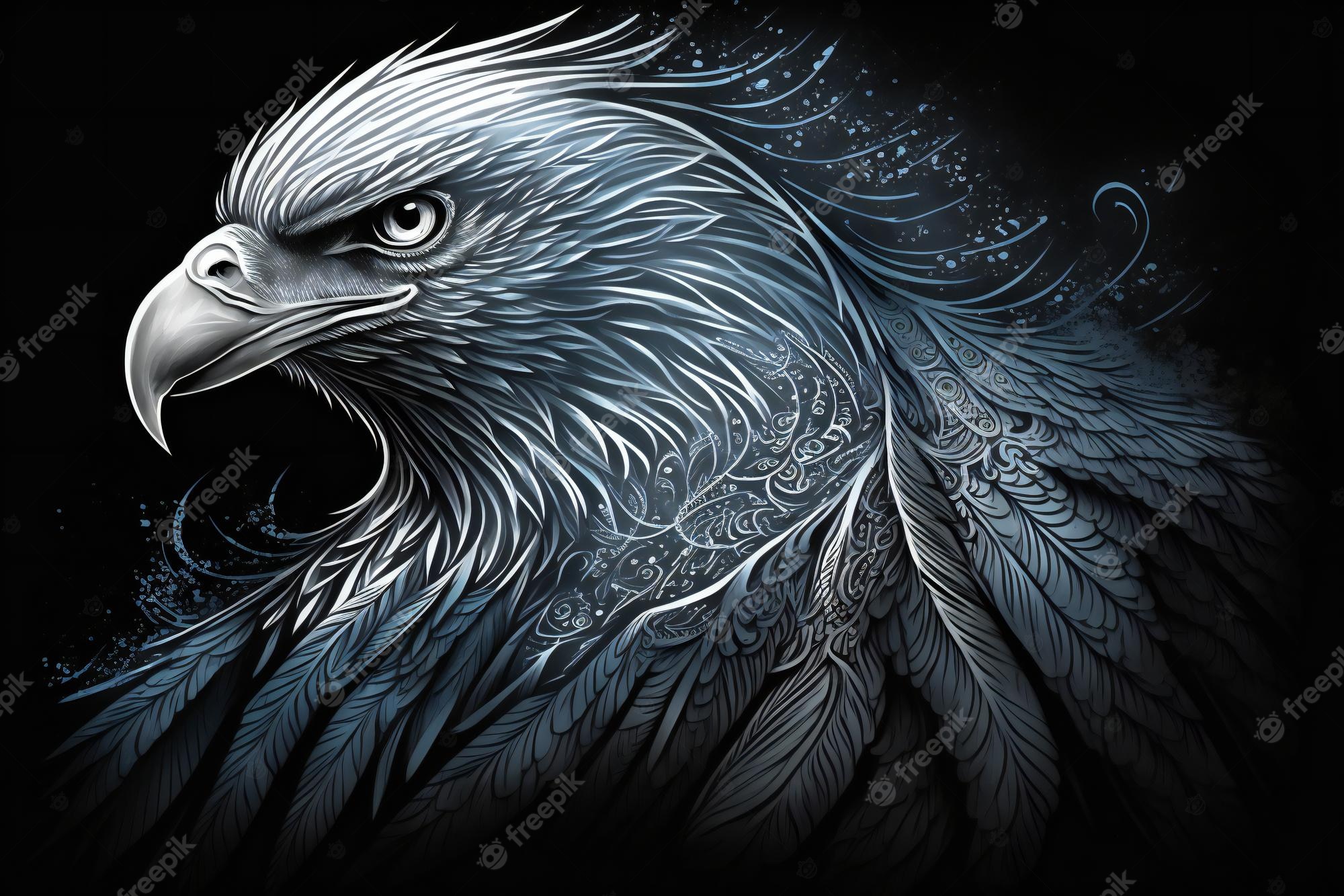 Premium Photo. Eagle tattoo design digital illustration painting artwork