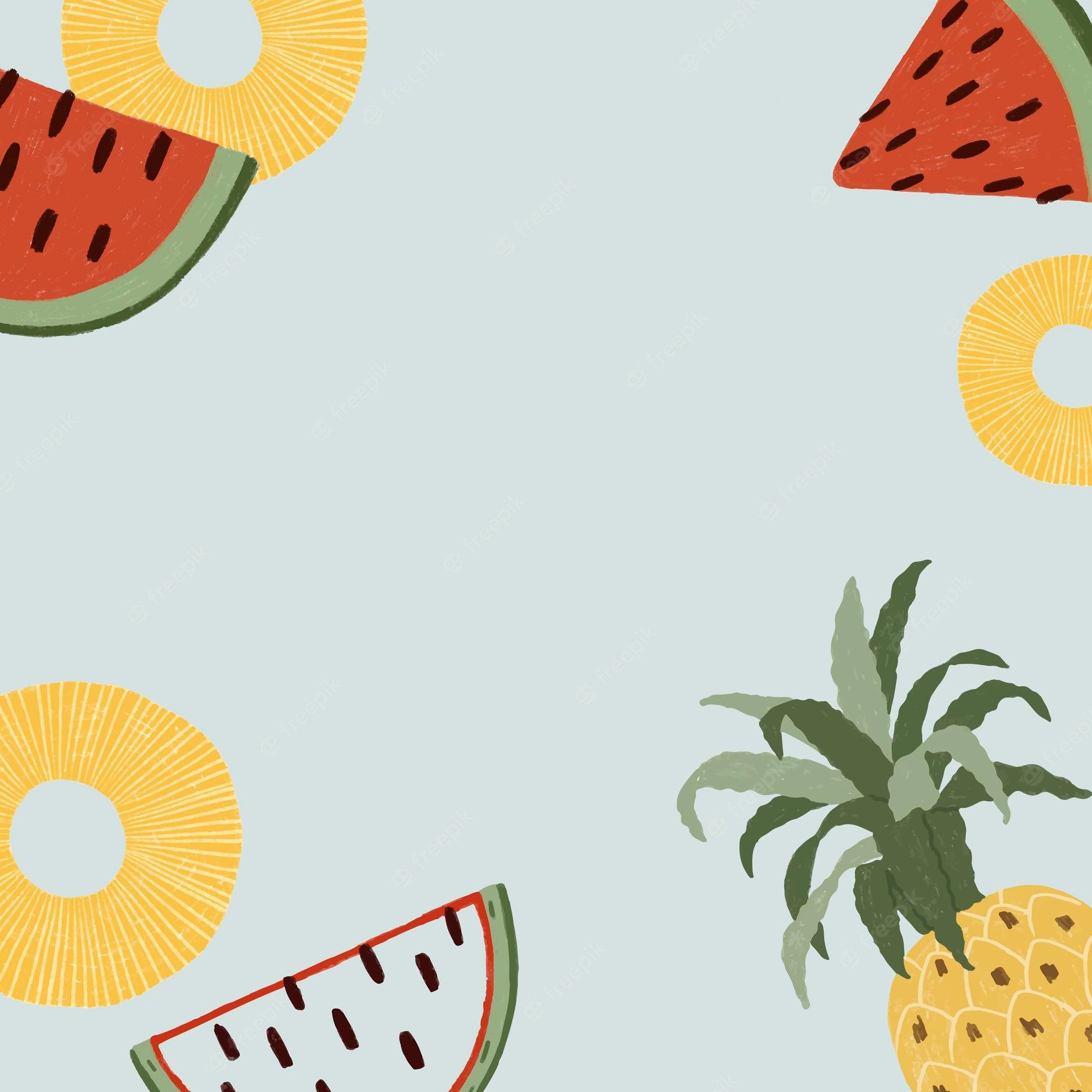 Premium Vector. Hand drawn watermelon and pineapple wallpaper vector