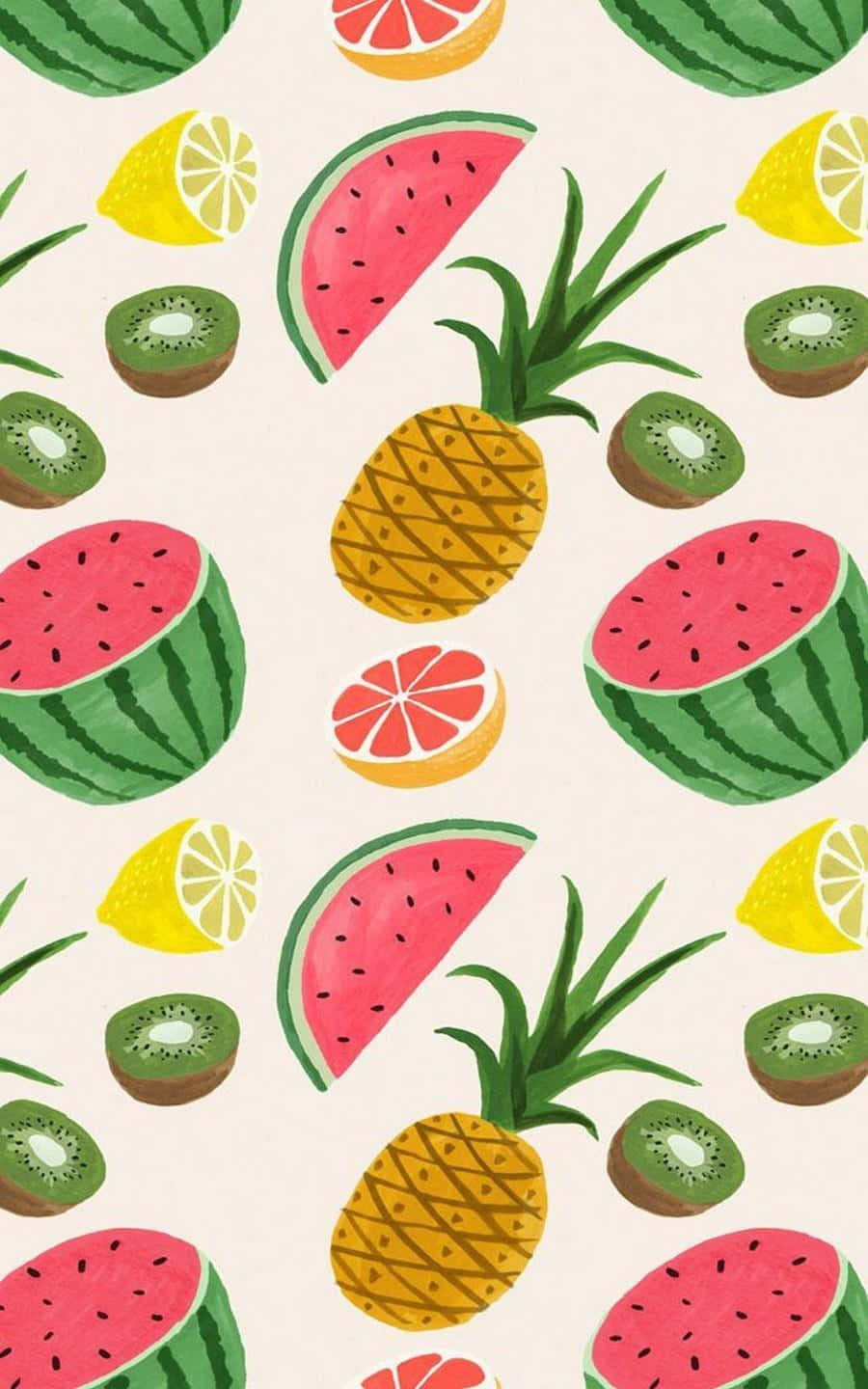 Download Cute Pineapple Tropical Fruits Design Wallpaper