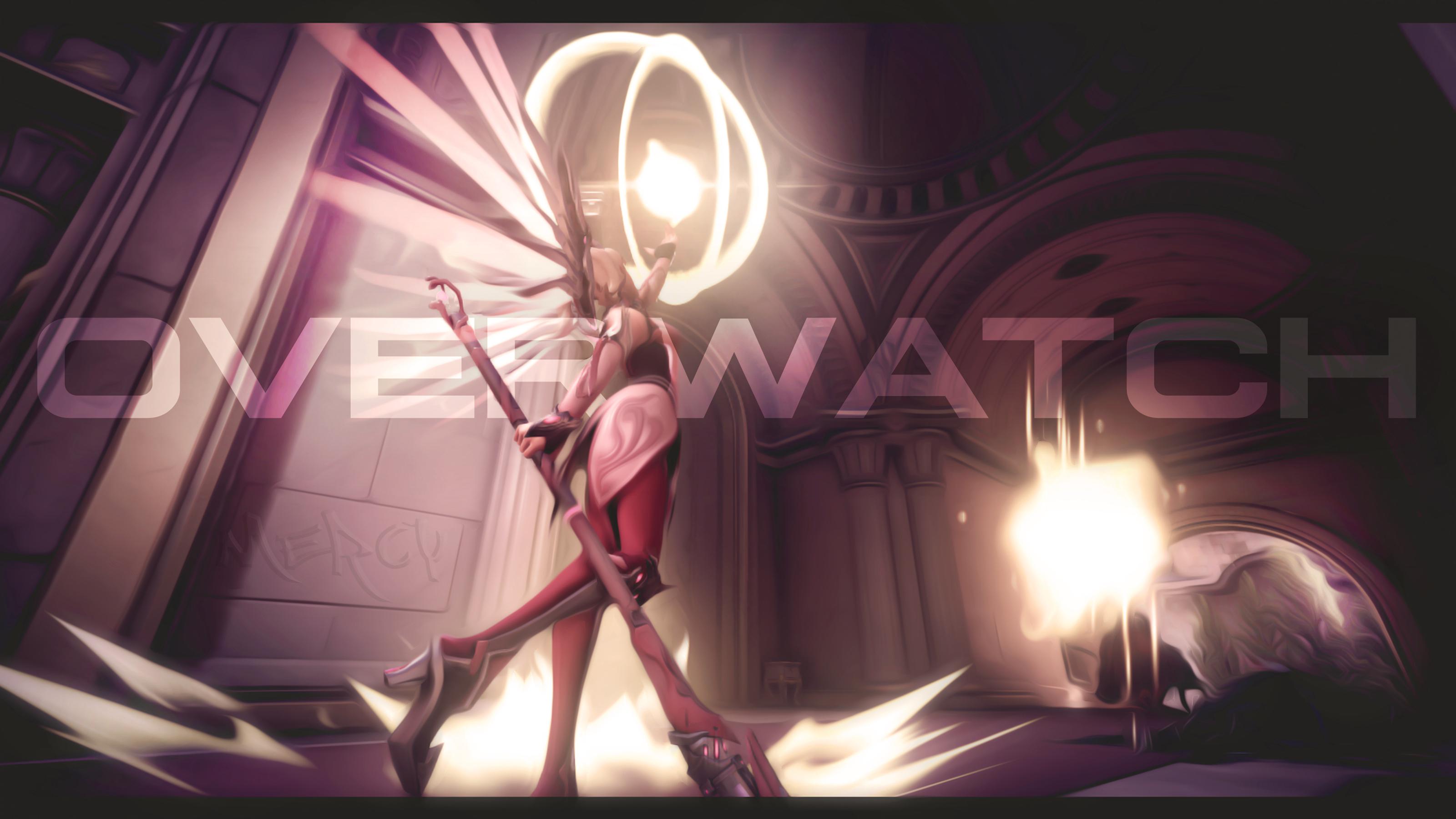 So today I was planning to make a Widowmaker Wallpaper but in that game, there was a cute Pink Mercy so I thought hmmm why not make a Pink Mercy Wallpaper :)