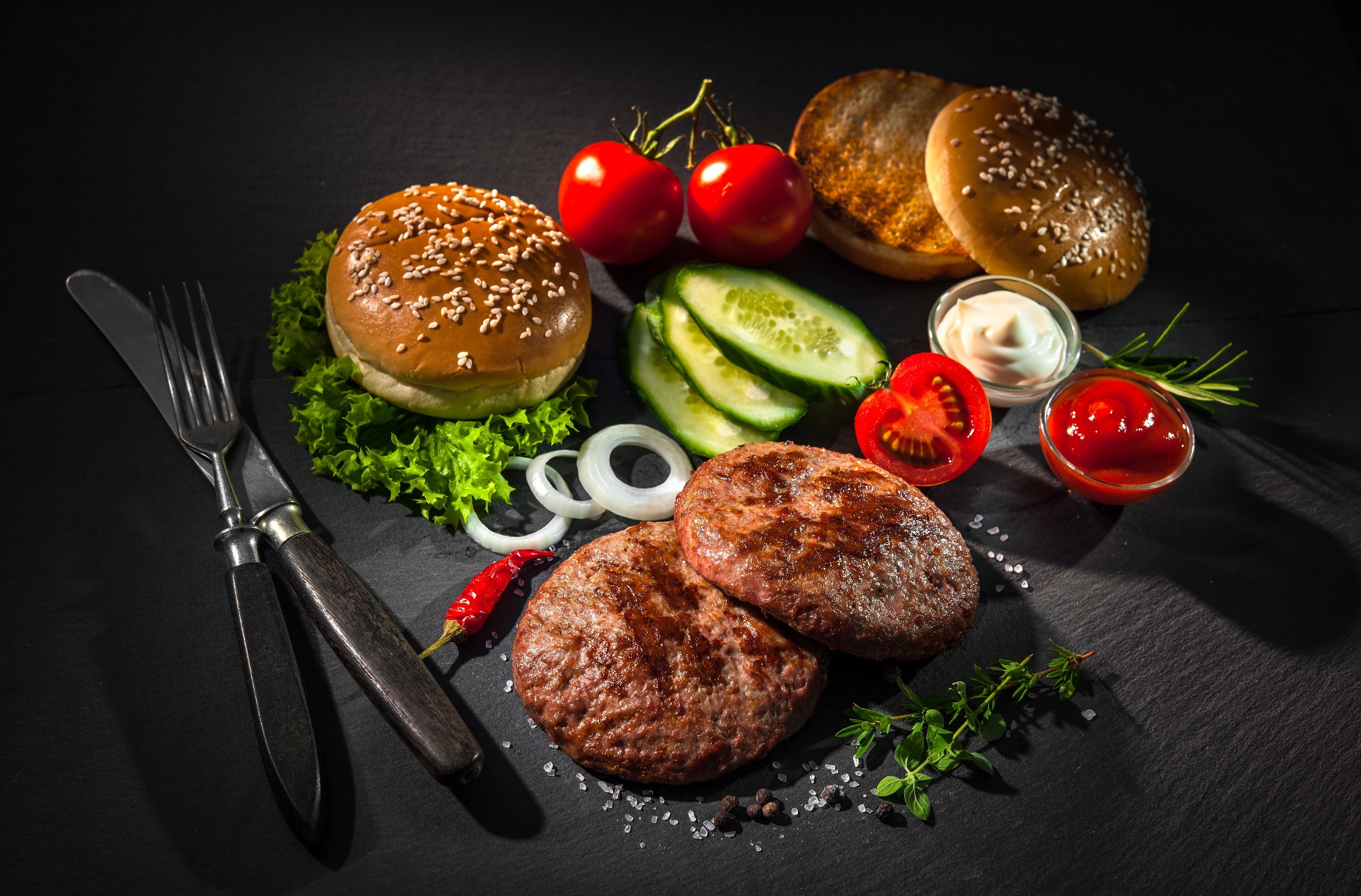 Bread, Burger, Still Life, Vegetable, Meat Gallery HD Wallpaper