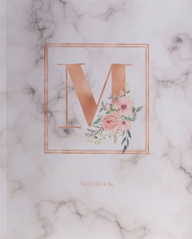 Notebook: Marble Rose Gold Monogram Initial Letter M with Marble and Pink Floral Notebook Journal for Women, Girls and School Wide Rule (7.5 in x 9.25 in): 9781790526192: Cute Little Journals: Books
