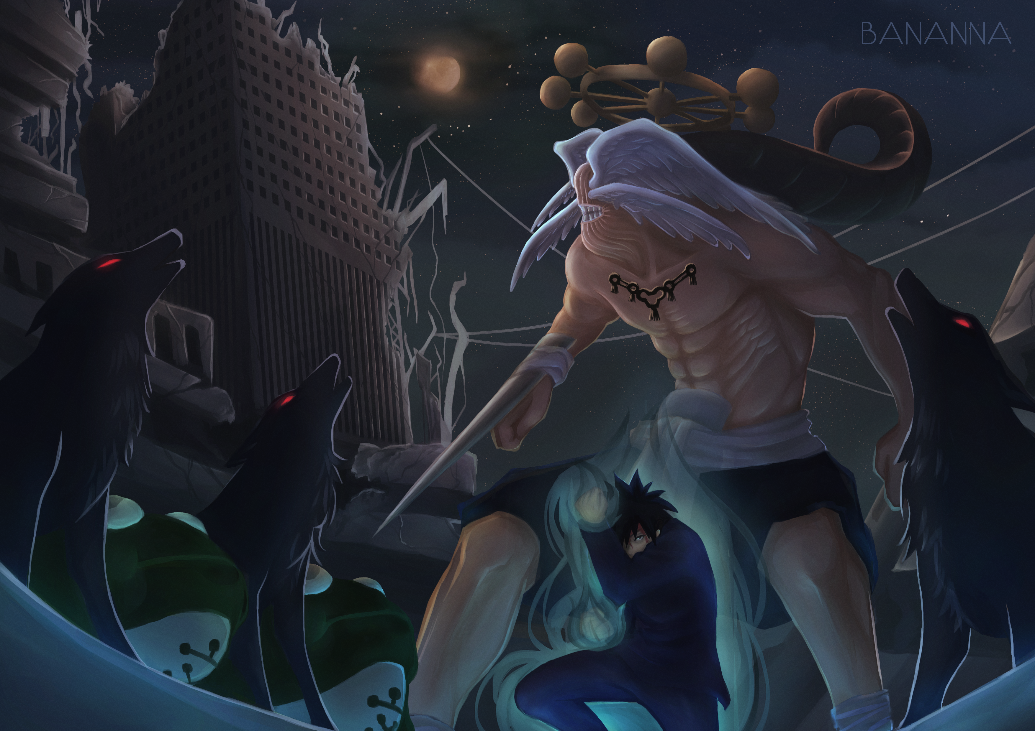 Megumi and Divine General MAHORAGA bananna ART street